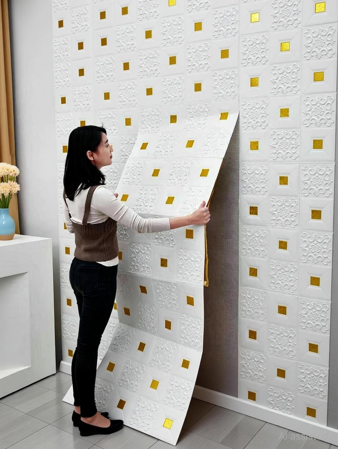 Image of Floppy 300 cm x 45 cm Classics Paper Wallpaper (Blue, White)