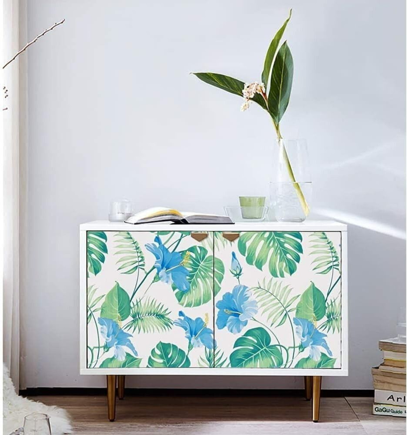 Image of KAAF 1000 cm x 45 cm Waterproof Floral & Botanical Vinyl Wallpaper (Multicolor)