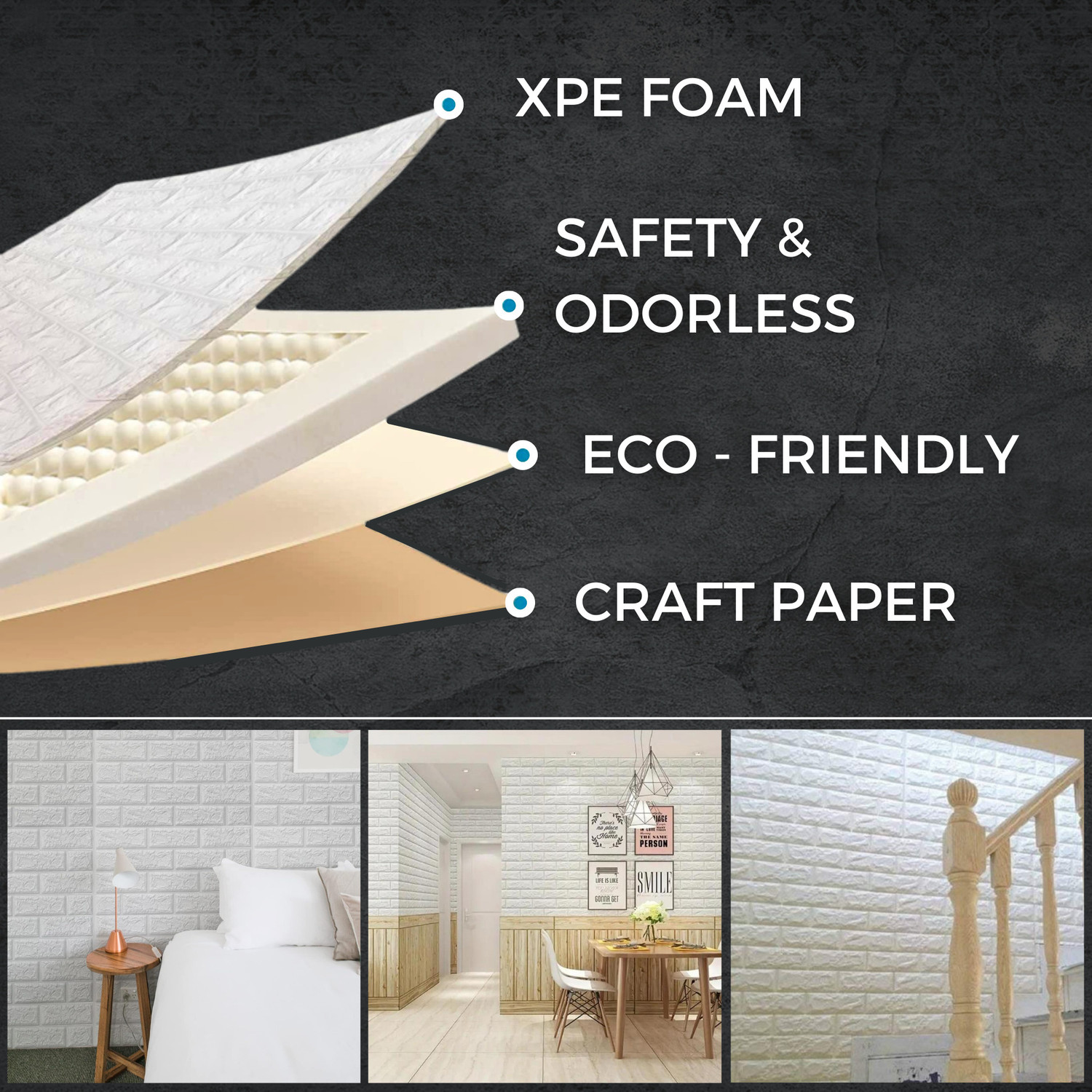 Image of WallBerry 70 cm x 77 cm Waterproof Abstract Vinyl Wallpaper (White)