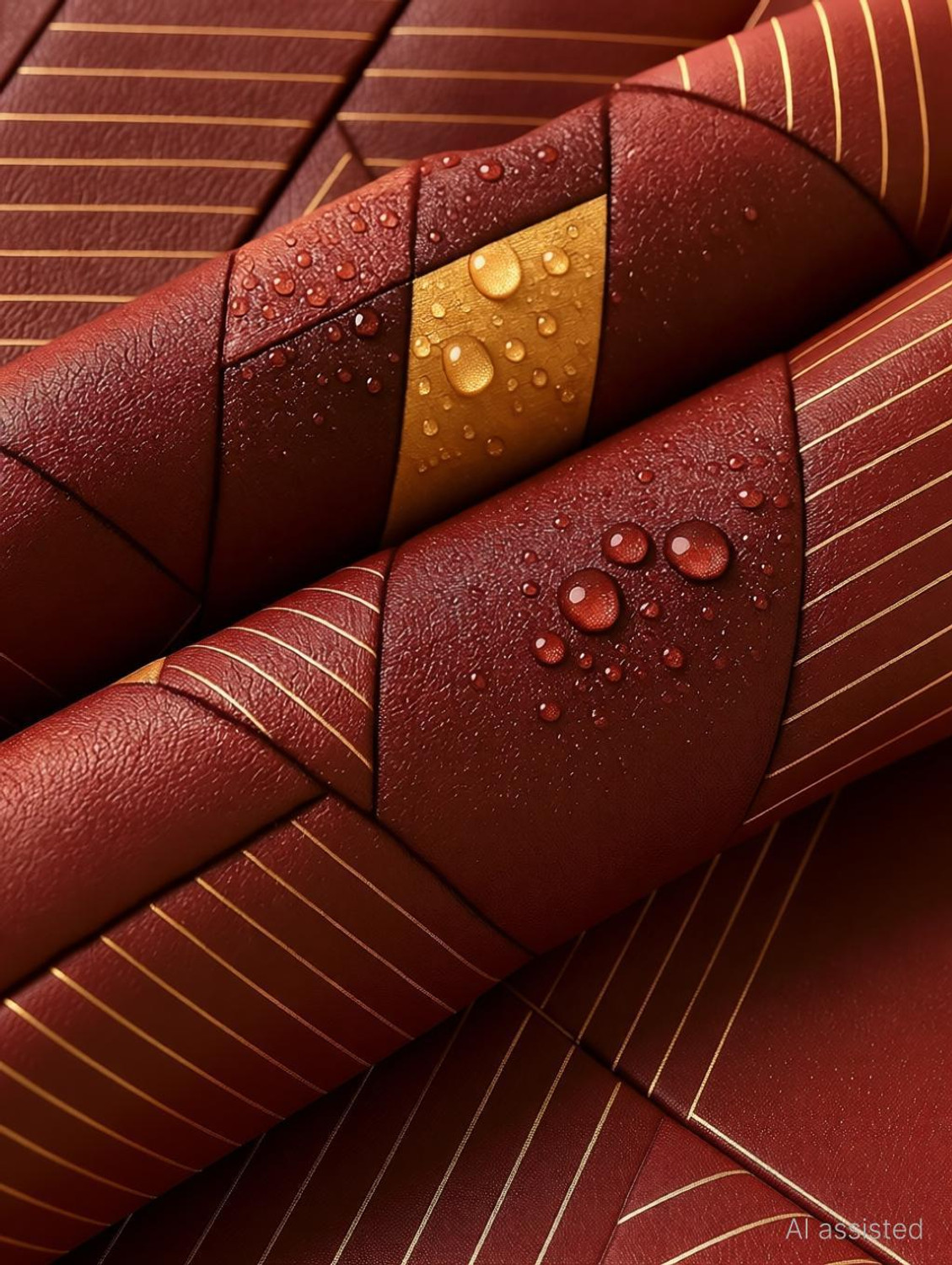 Image of FOKRIM 300 cm x 45 cm Waterproof Decorative Vinyl Wallpaper (Maroon)
