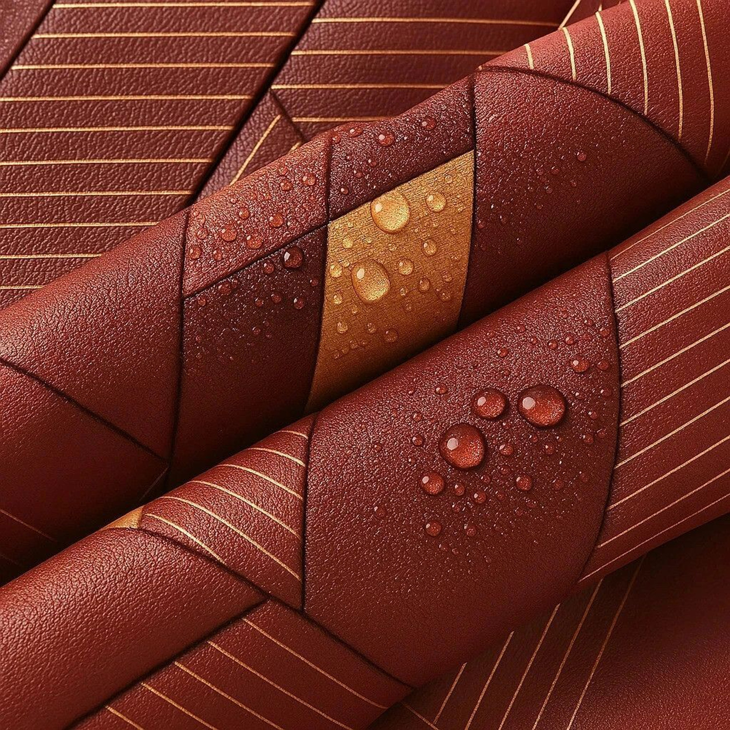 Image of FOKRIM 300 cm x 45 cm Waterproof Decorative Vinyl Wallpaper (Maroon)