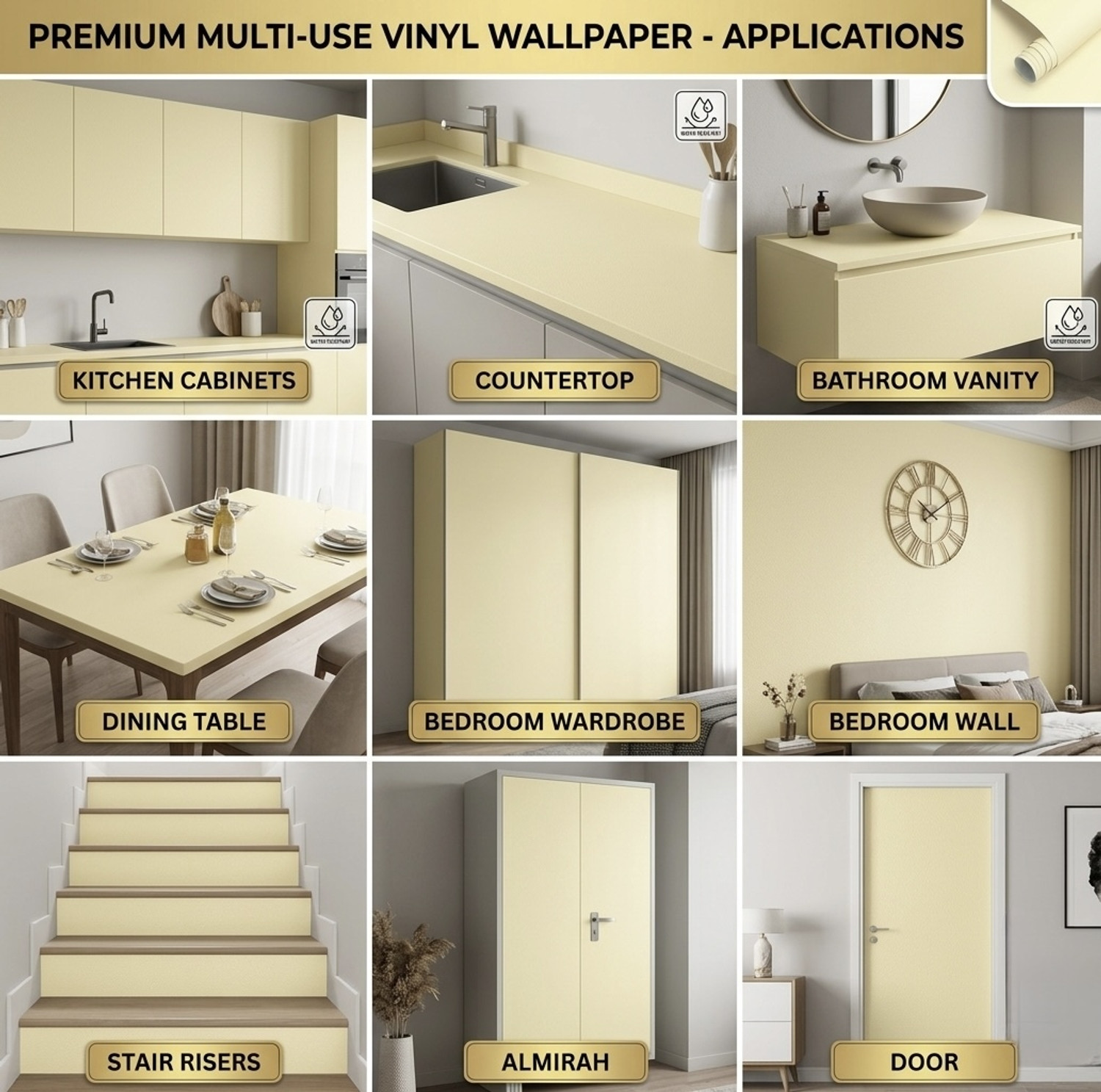 Image of FOKRIM 300 cm Black Silk Wallpaper 45x300cm - Pack of2 Self Adhesive Sticker (Pack of 1)