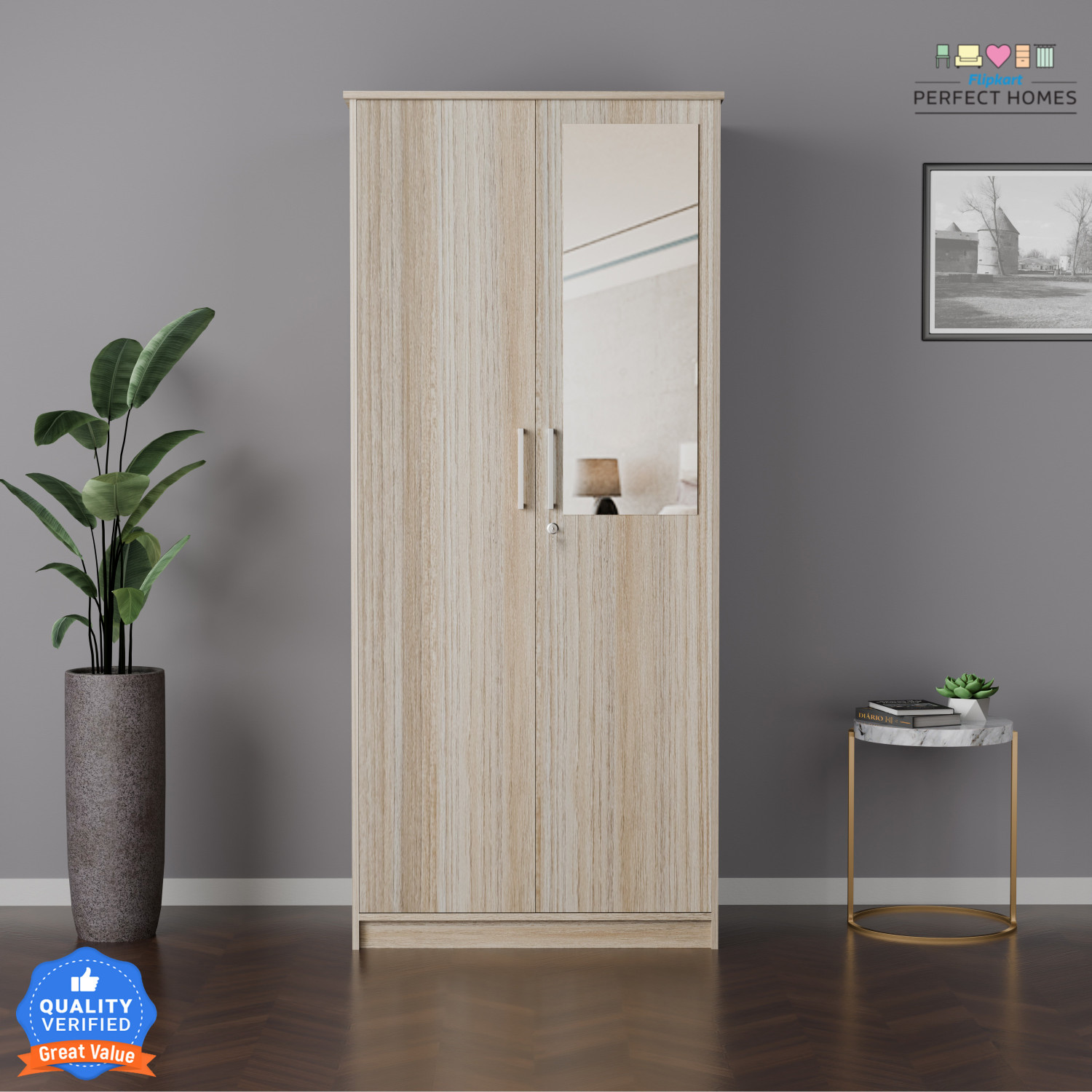 Flipkart Perfect Homes Julian Engineered Wood 2 Door Wardrobe - Image 1