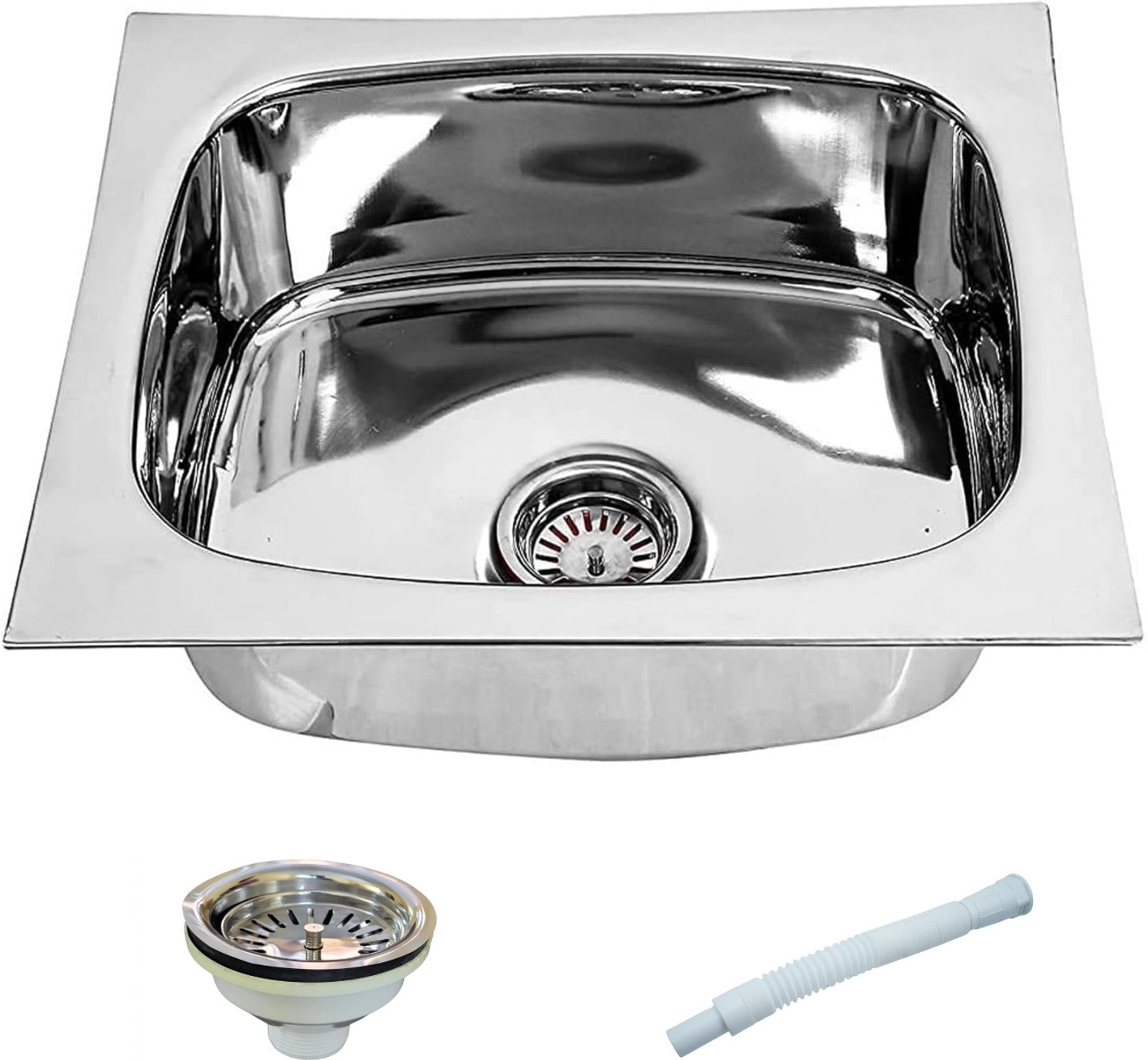 Image of HouseX Premium Single bowl sink 18 inchx16 inchx10 inch KS-109 Vessel Sink (Steel)