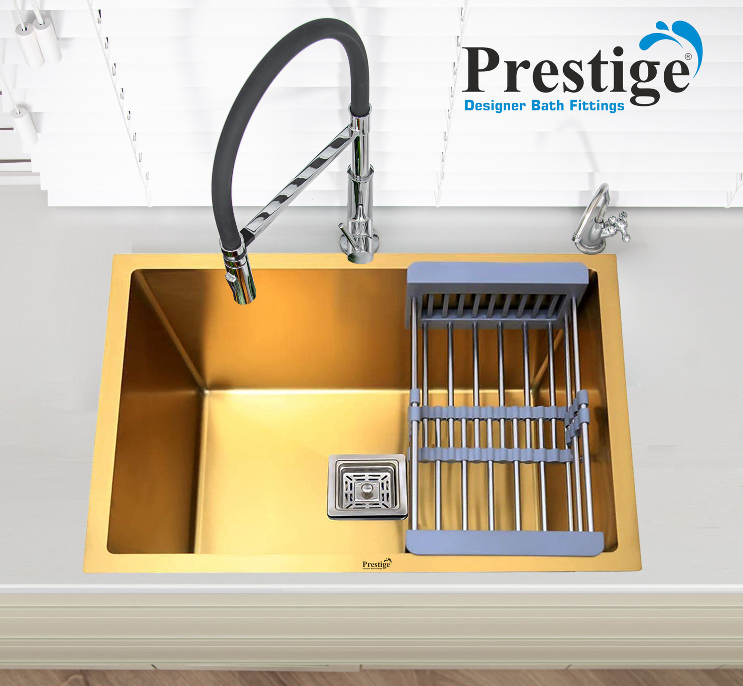 Image of Prestige (24 inchX18 inchX10 inch) Stainless steel 'Square Bowl' kitchen sink (Single Bowl) (Black) Vessel Sink (Black)