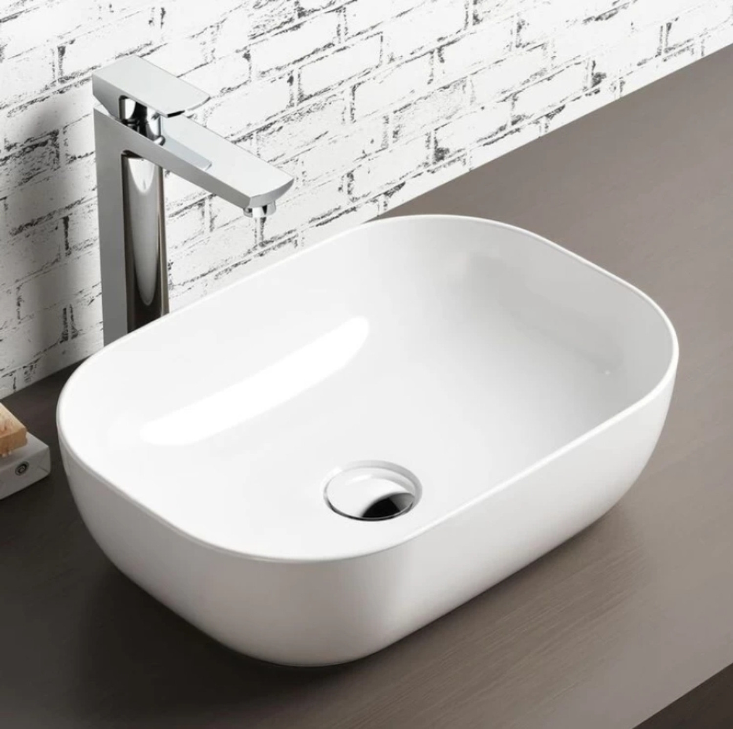 Image of Flipkart SmartBuy TT-22 Premium Grade Ceramic's White Table Top Wash Basin Table Top Basin (Glossy White)
