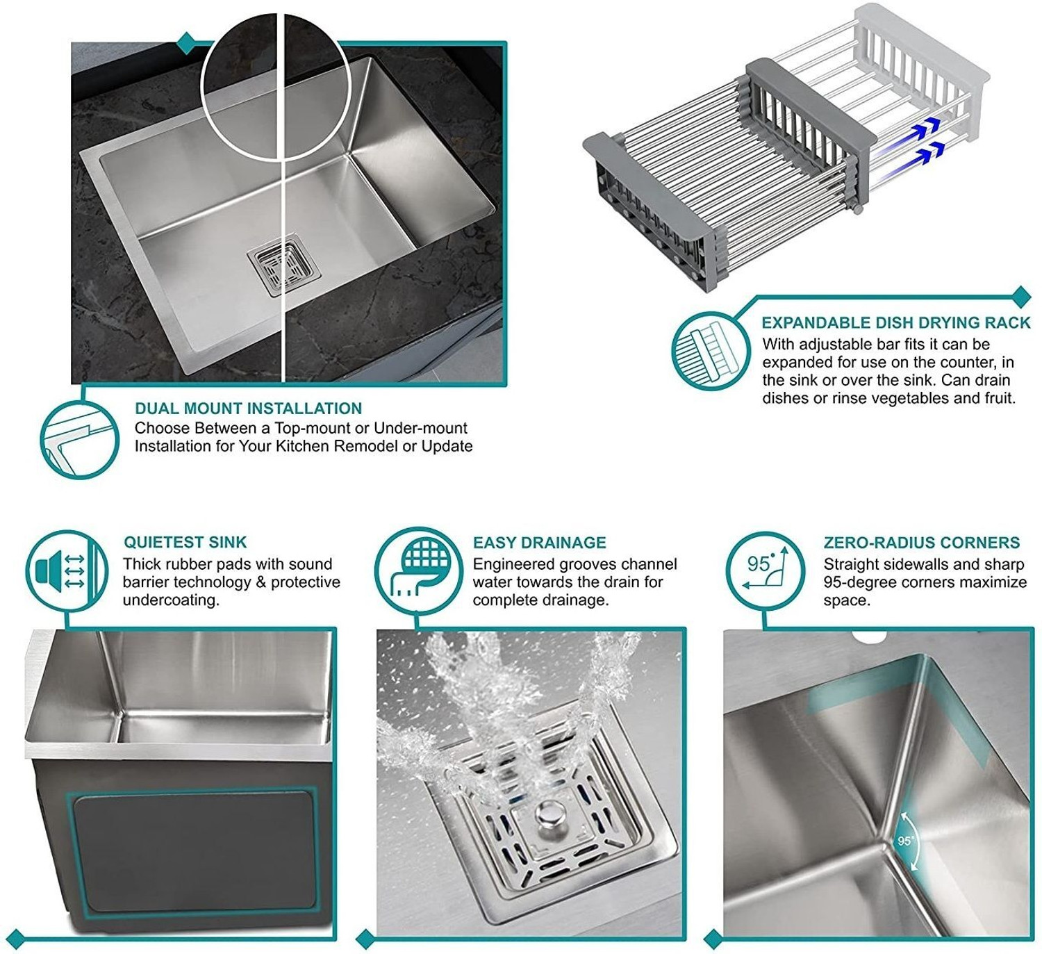 Image of Flipkart SmartBuy HANDMADE KITCHEN SINK 24 inch X 18 inch X 10 inch INCH SINGLE BOWL SOUND-PROOF MATT FINISH Premium Quality Silver MG 12 Vessel Sink (Silver)