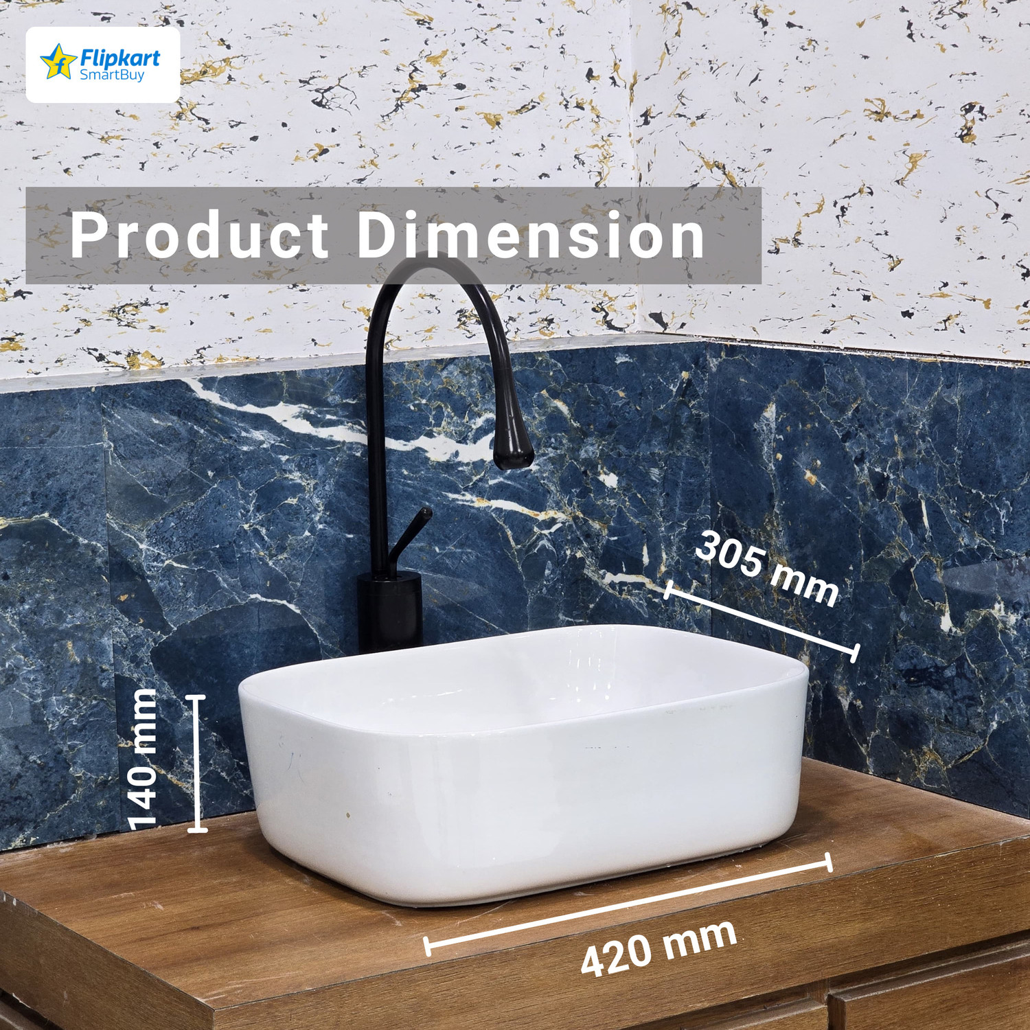 Image of Flipkart SmartBuy TT-22 Premium Grade Ceramic's White Table Top Wash Basin Table Top Basin (Glossy White)