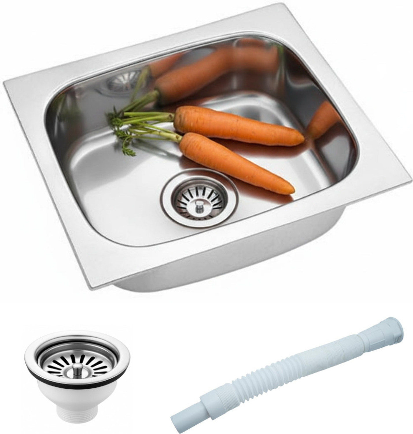 Image of HouseX Premium Single bowl sink 18 inchx16 inchx10 inch KS-109 Vessel Sink (Steel)