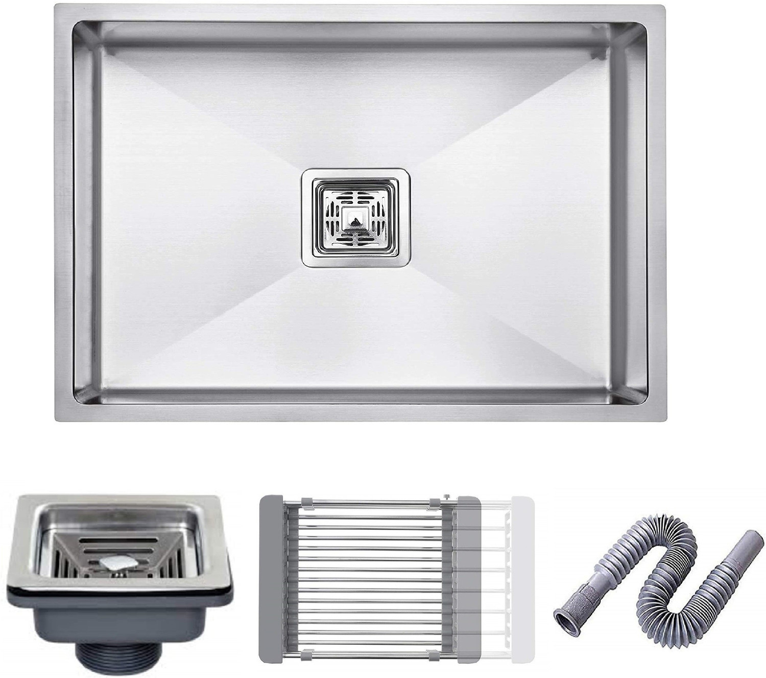Image of Flipkart SmartBuy HANDMADE KITCHEN SINK 24 inch X 18 inch X 10 inch INCH SINGLE BOWL SOUND-PROOF MATT FINISH Premium Quality Silver MG 12 Vessel Sink (Silver)