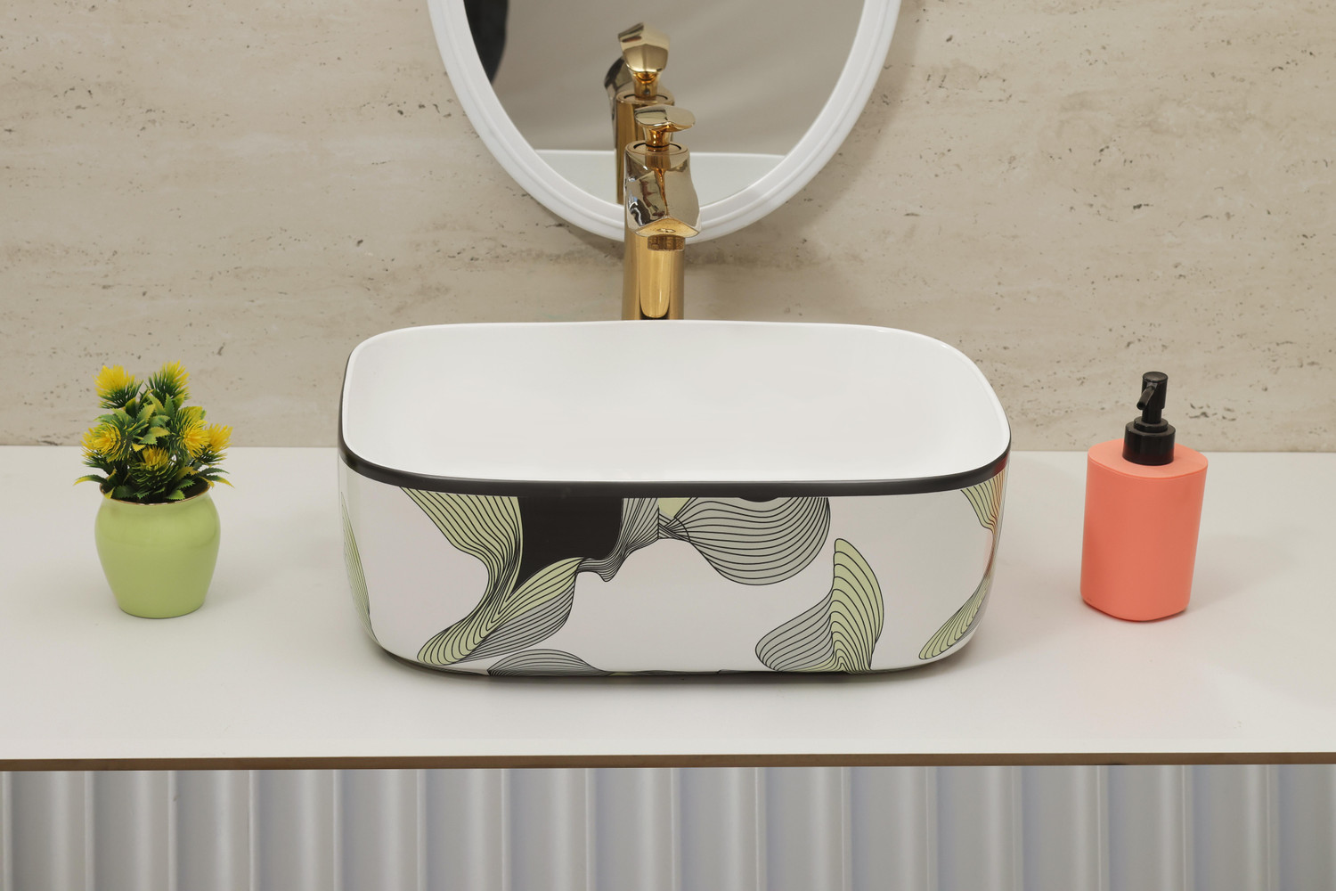 Image of AFINA INDUSTRIES Premium Designer Table Top Counter Top Very Stylish Ceramic Wash Basin AL1036 Very Stylish Bathroom Ceramic Glossy Wash Basin Table Top Basin Table Top Basin (RICH GOLD BLUE)