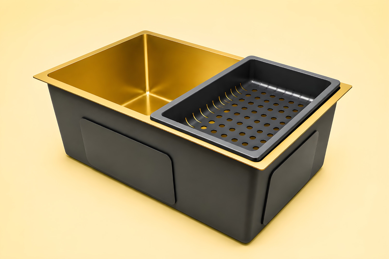 Image of Prestige (24 inchX18 inchX10 inch) Stainless steel 'Square Bowl' kitchen sink (Single Bowl) (Black) Vessel Sink (Black)