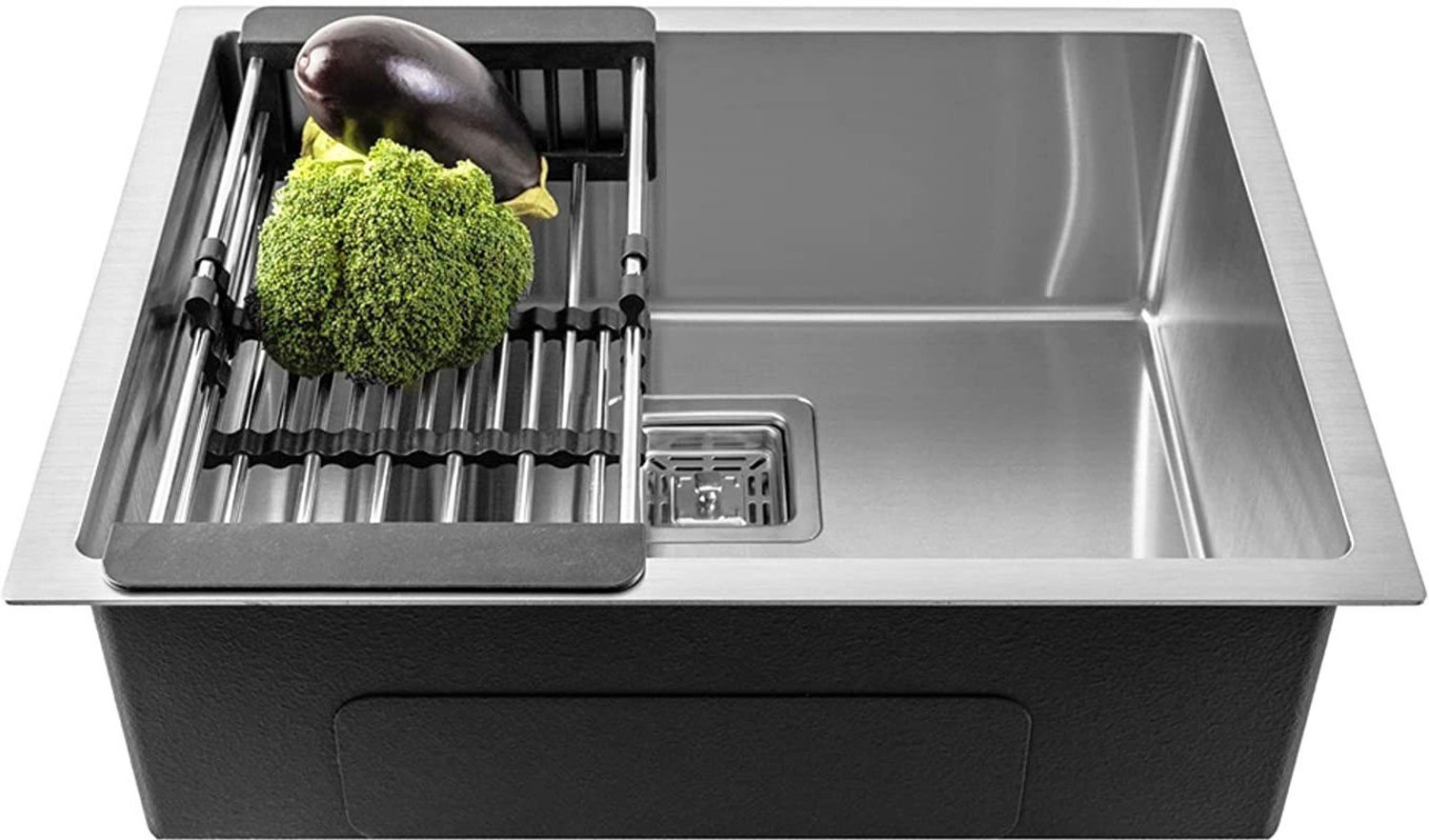 Image of Flipkart SmartBuy HANDMADE KITCHEN SINK 24 inch X 18 inch X 10 inch INCH SINGLE BOWL SOUND-PROOF MATT FINISH Premium Quality Silver MG 12 Vessel Sink (Silver)