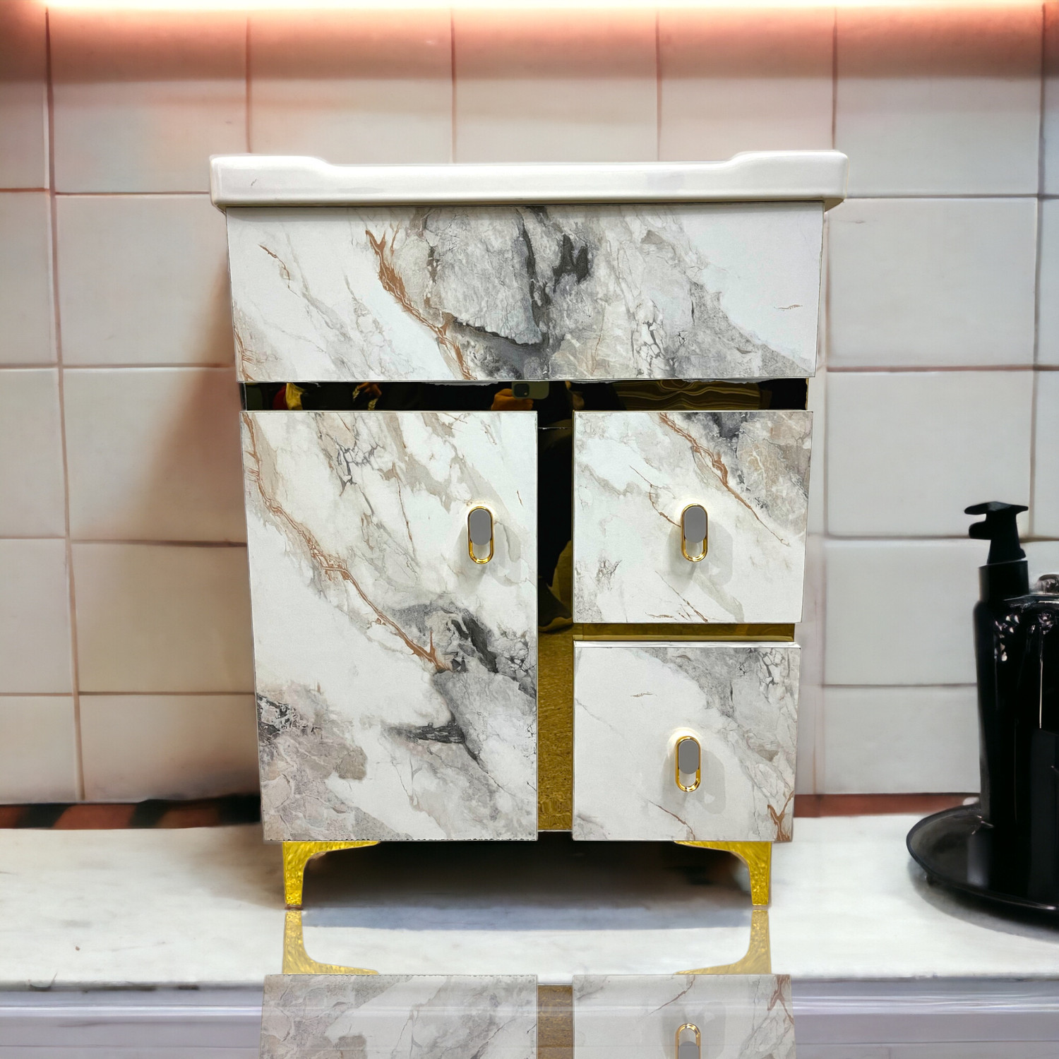 Image of CARA MARK |Handcrafted - Every Piece is Unique| Easy Clean | Ceramic | Hotel Style| NEW CONCEPT IN INDIA|DAMRU WASHBASIN| Pedestal Basin (BLACK AND MULTI COLOR SCRETCH PROOF ANTI BACTIREAL SURFACE)