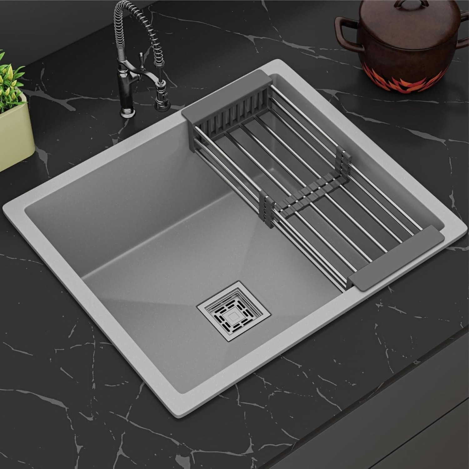 Image of Flipkart SmartBuy HANDMADE KITCHEN SINK 24 inch X 18 inch X 10 inch INCH SINGLE BOWL SOUND-PROOF MATT FINISH Premium Quality Silver MG 12 Vessel Sink (Silver)