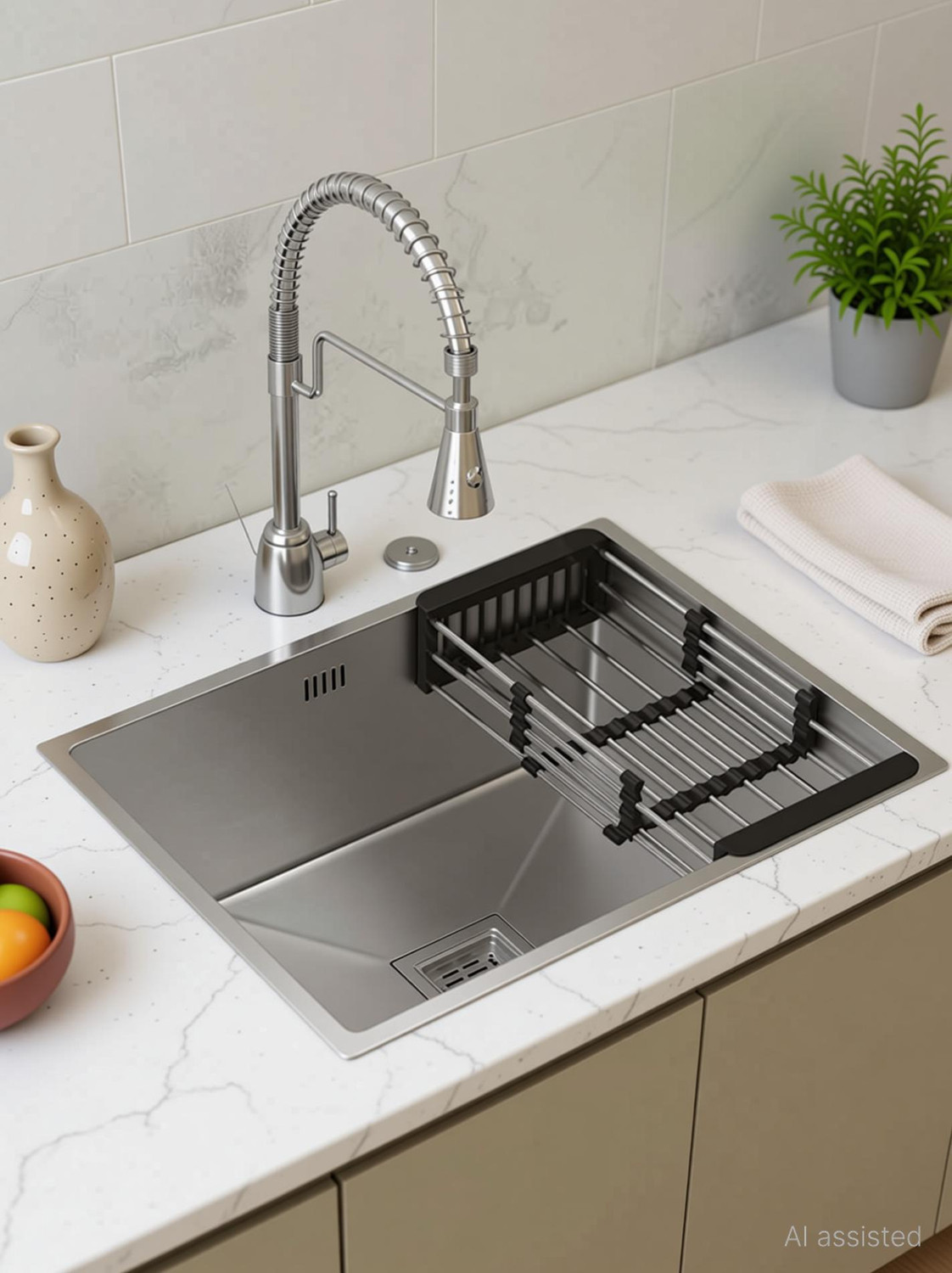 Image of Flipkart SmartBuy HANDMADE KITCHEN SINK 24 inch X 18 inch X 10 inch INCH SINGLE BOWL SOUND-PROOF MATT FINISH Premium Quality Silver MG 12 Vessel Sink (Silver)