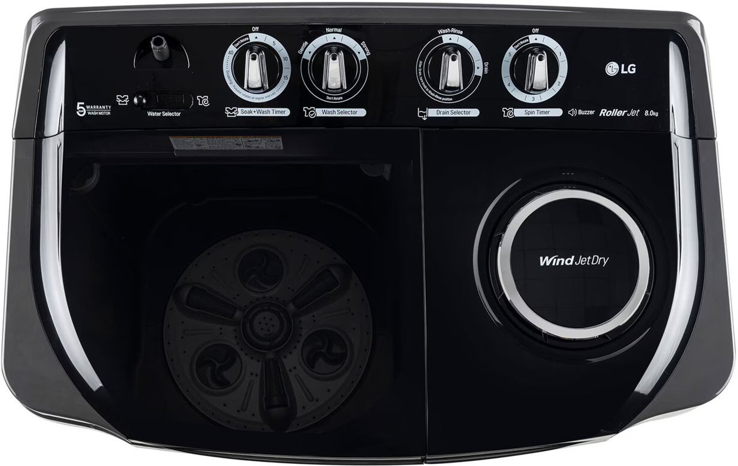 Image of LG 8 kg Semi Automatic Top Load Black (P8015SKAZ)