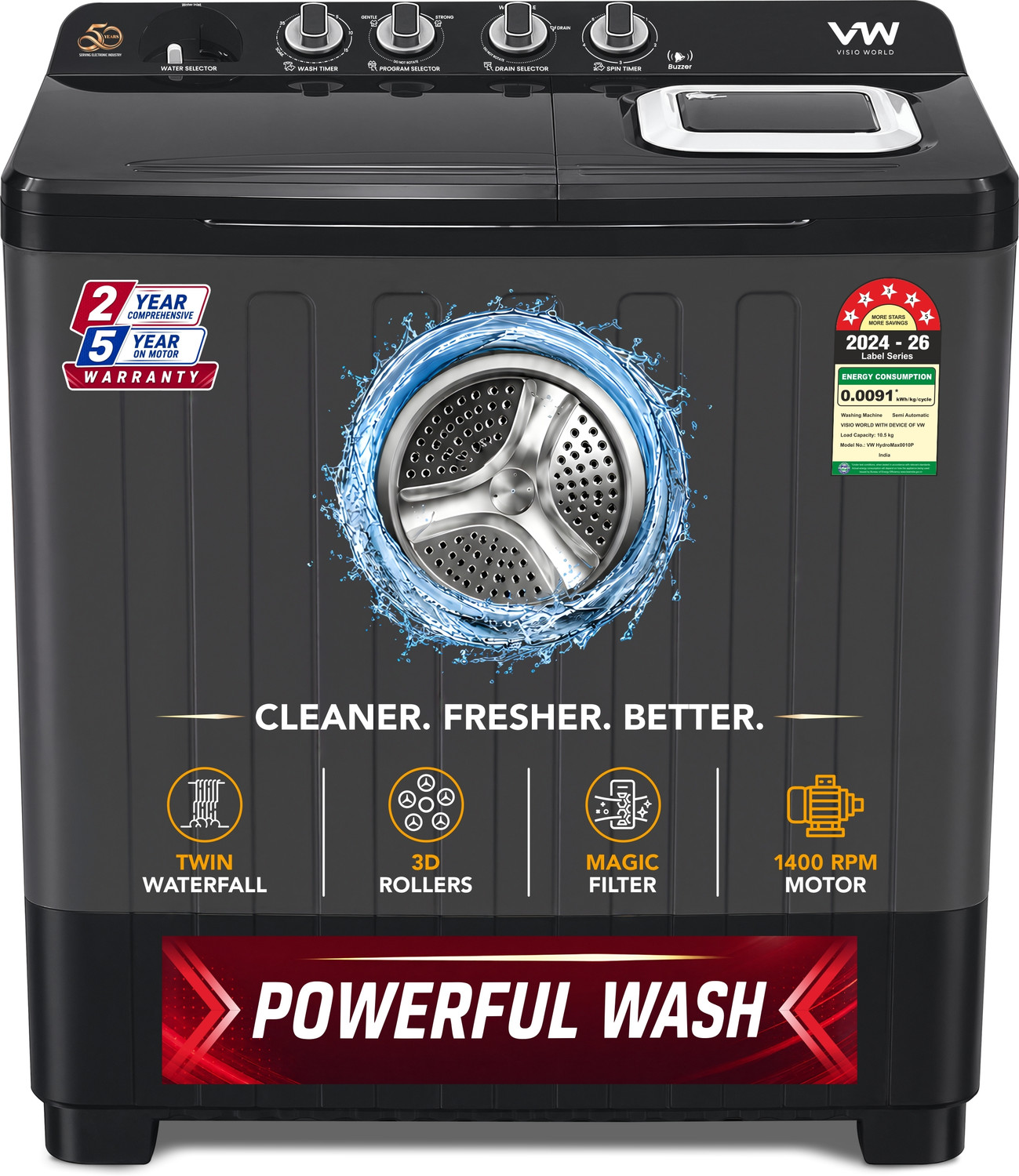 Image of Whirlpool 7.5 kg Semi Automatic Top Load Grey (30273)
