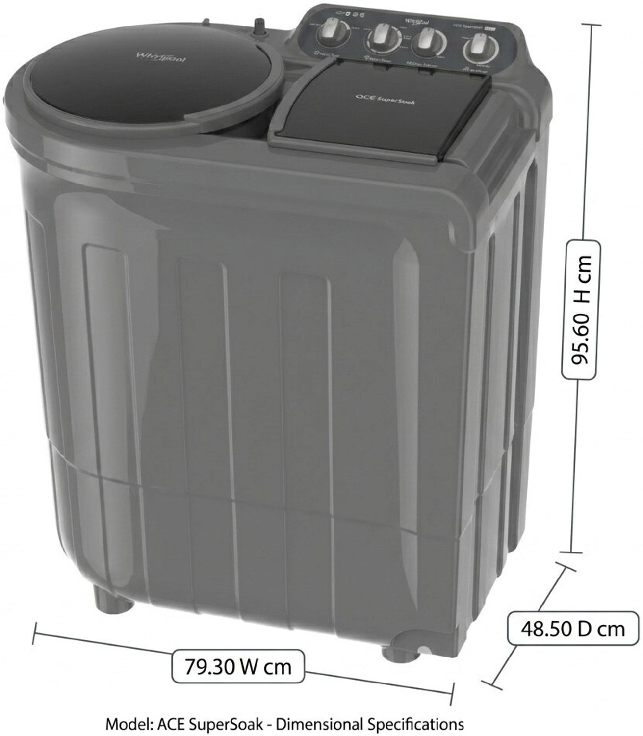 Image of Whirlpool 7.5 kg Semi Automatic Top Load Grey (30273)