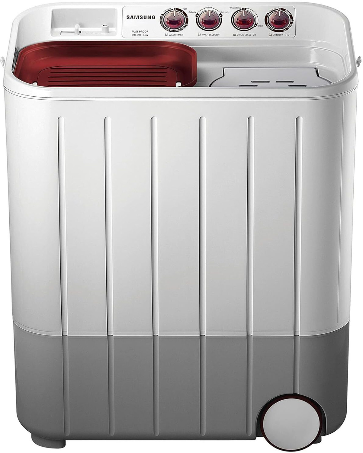 SAMSUNG 6.5 kg 5 Star with Double Storm Technology Semi Automatic Top Load White, Grey