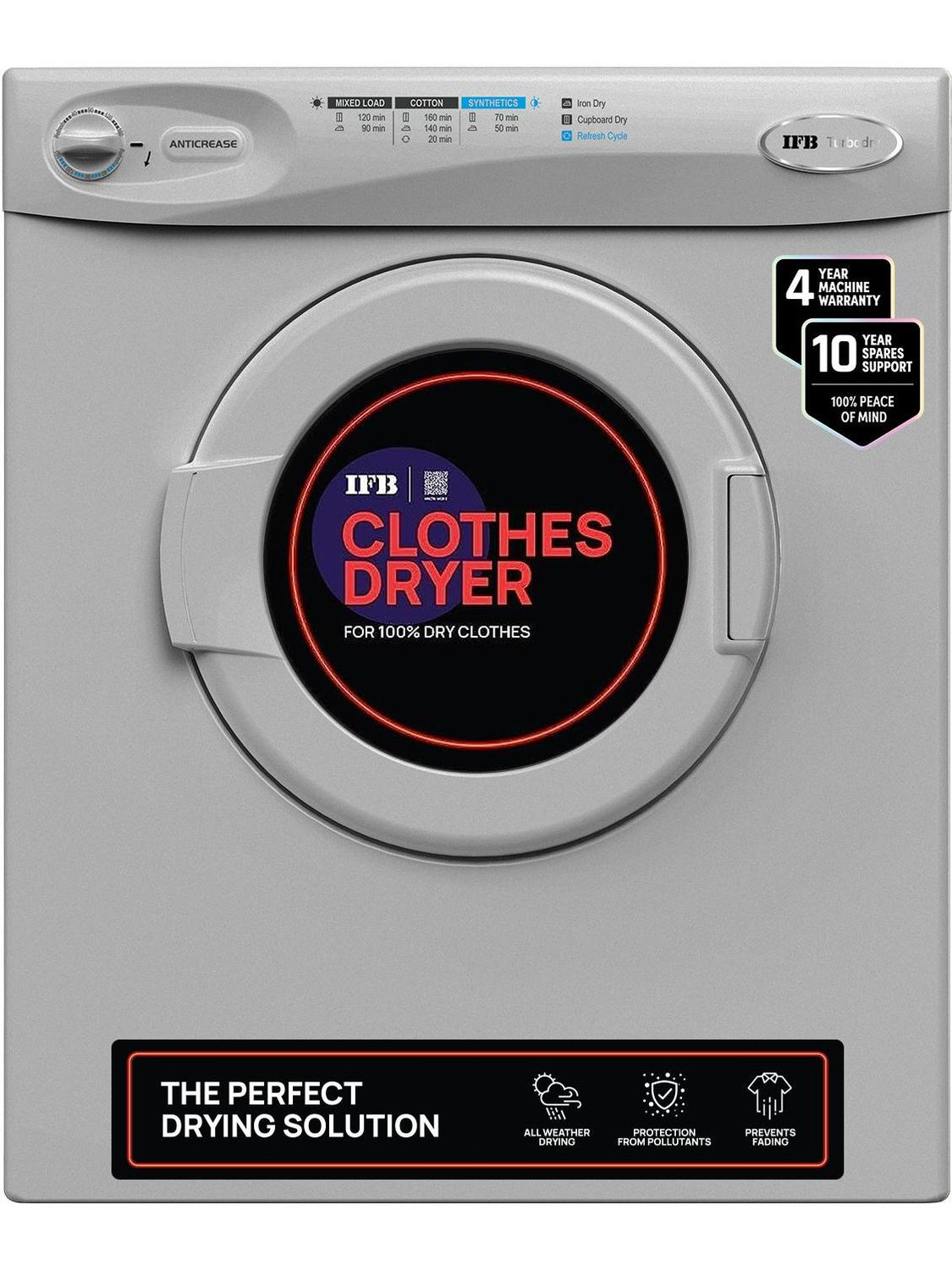 IFB 5.5 Kg Fully Automatic Front Load,Refresh�Cycle,Knob Control,Wall Mountable,Anti-Crease,Germ-Free Dryer with In-built Heater Silver Price in India - Buy IFB 5.5 Kg Fully Automatic Front Load,Refresh�Cycle,Knob Control,Wall Mountable,Anti-Crease,Germ-Free Dryer with In-built Heater Silver online at Flipkart.com