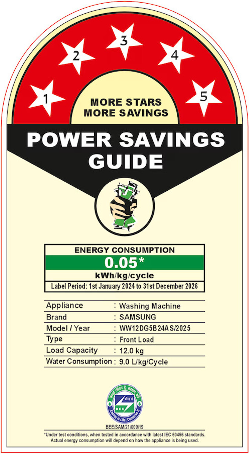 Image of Samsung 12 kg Fully Automatic Front Load with In-built Heater Blue (WW12DG5B24AS)