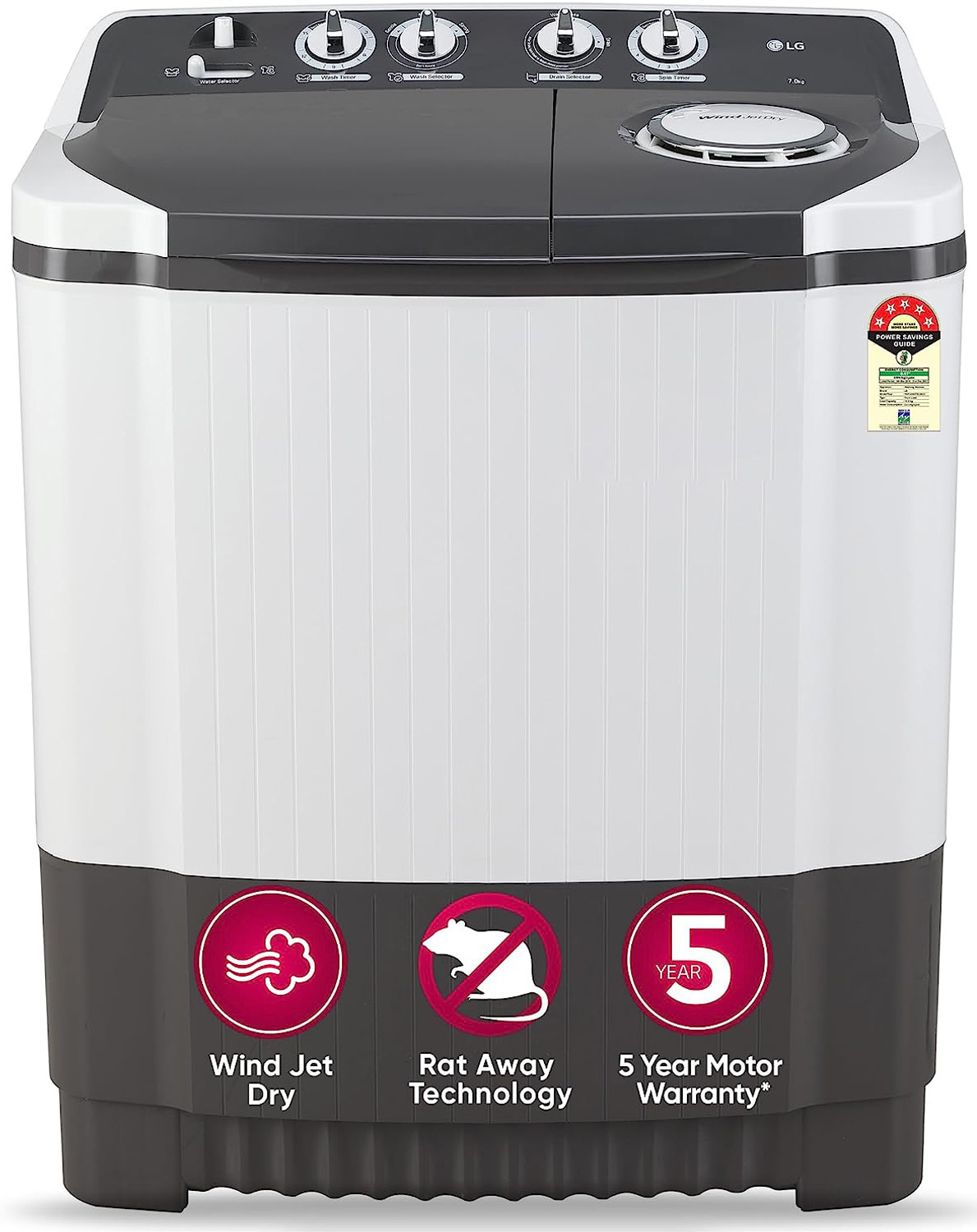 Image of LG 9 kg 5 Star with Steam, Inverter Direct Drive, 6 Motion Direct Drive, Touch Panel and 1400 RPM Fully Automatic Front Load with In-built Heater Black (FHM1409BDM)