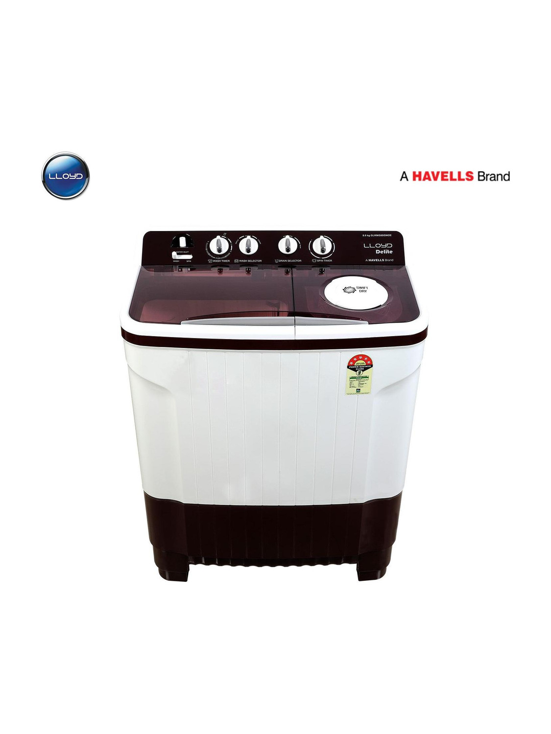 Lloyd by Havells 8 kg |1300 RPM|Soak Function|3 Wash Programs|Swift Dry| Magic Filter Semi Automatic Top Load Washing Machine Maroon, White Price in India - Buy Lloyd by Havells 8 kg |1300 RPM|Soak Function|3 Wash Programs|Swift Dry| Magic Filter Semi Automatic Top Load Washing Machine Maroon, White online at Flipkart.com