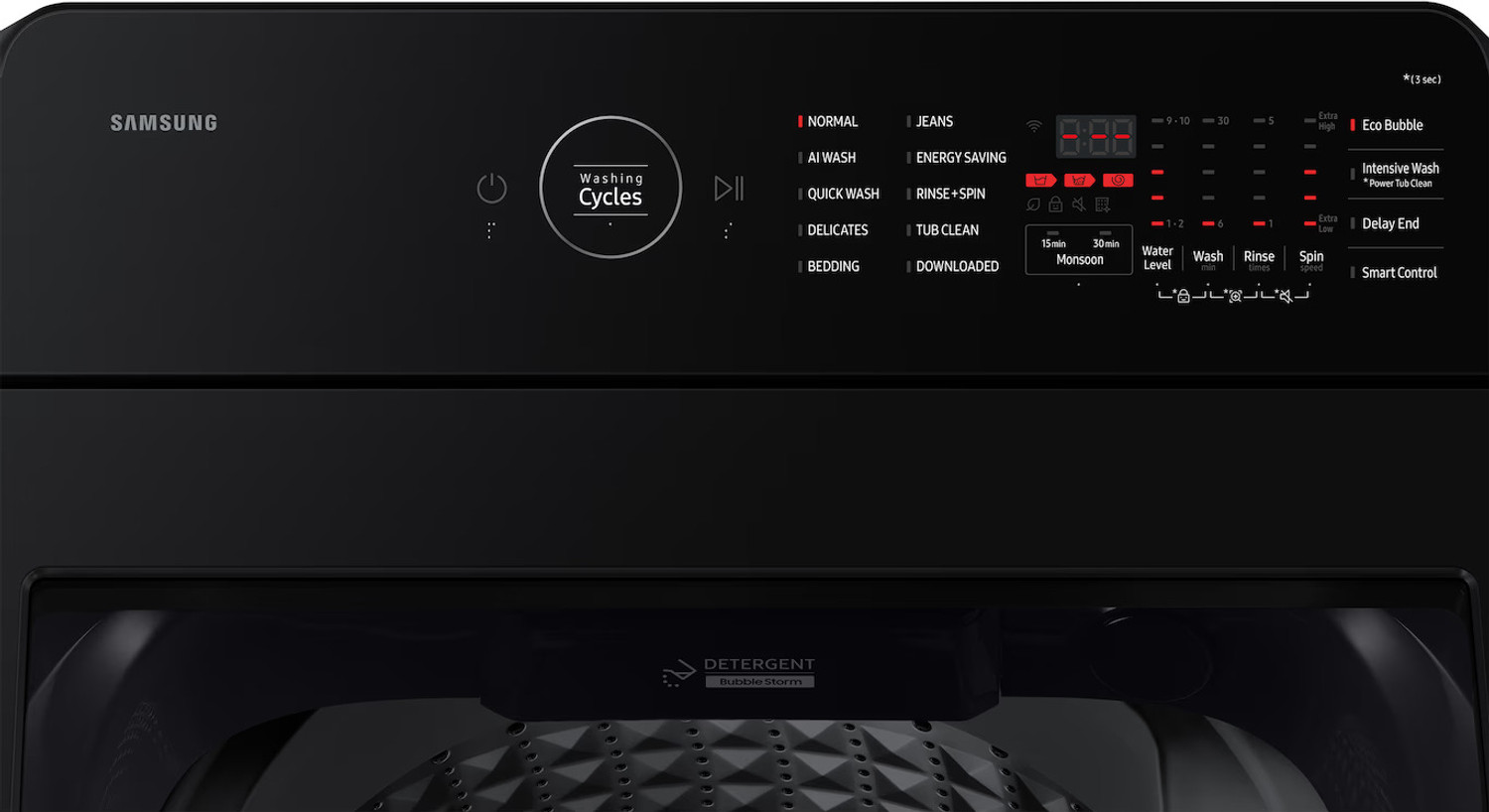 Image of Samsung 8 kg Fully Automatic Top Load Black (WM-WA80F08E2CTL-8 KG)