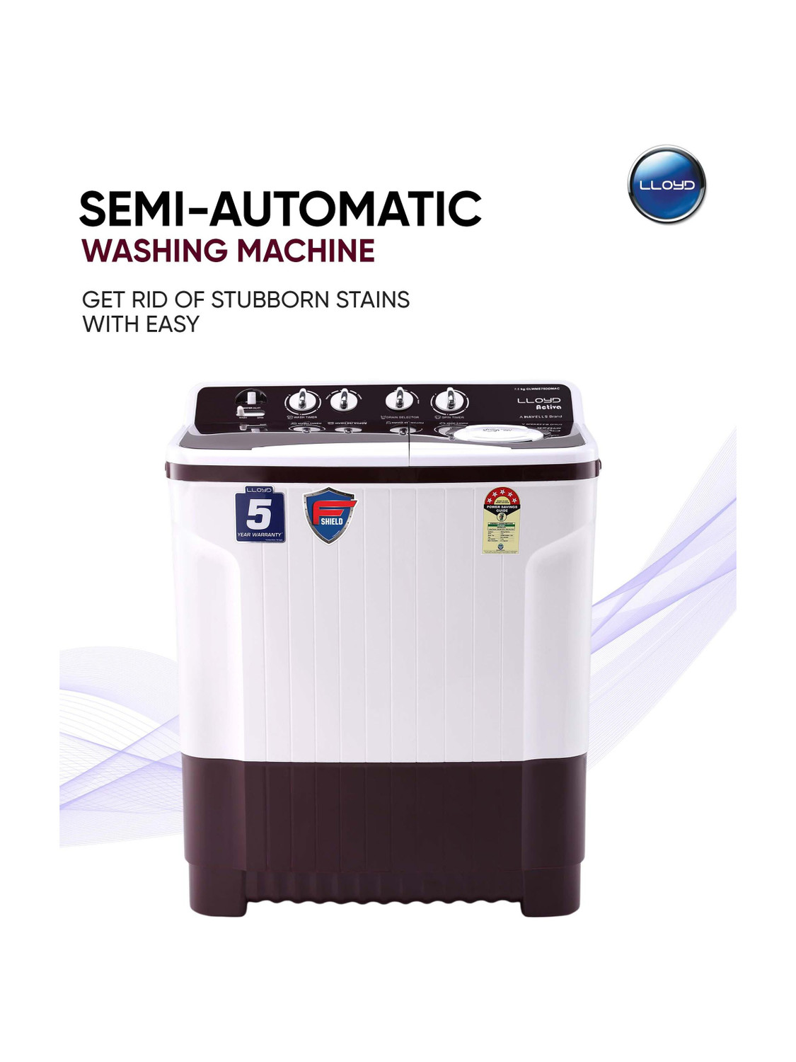 Lloyd by Havells 7.5 kg |1300 RPM|Soak Function|3 Wash Programs|Swift Dry|Magic Filter, Semi Automatic Top Load Washing Machine Maroon, White Price in India - Buy Lloyd by Havells 7.5 kg |1300 RPM|Soak Function|3 Wash Programs|Swift Dry|Magic Filter, Semi Automatic Top Load Washing Machine Maroon, White online at Flipkart.com