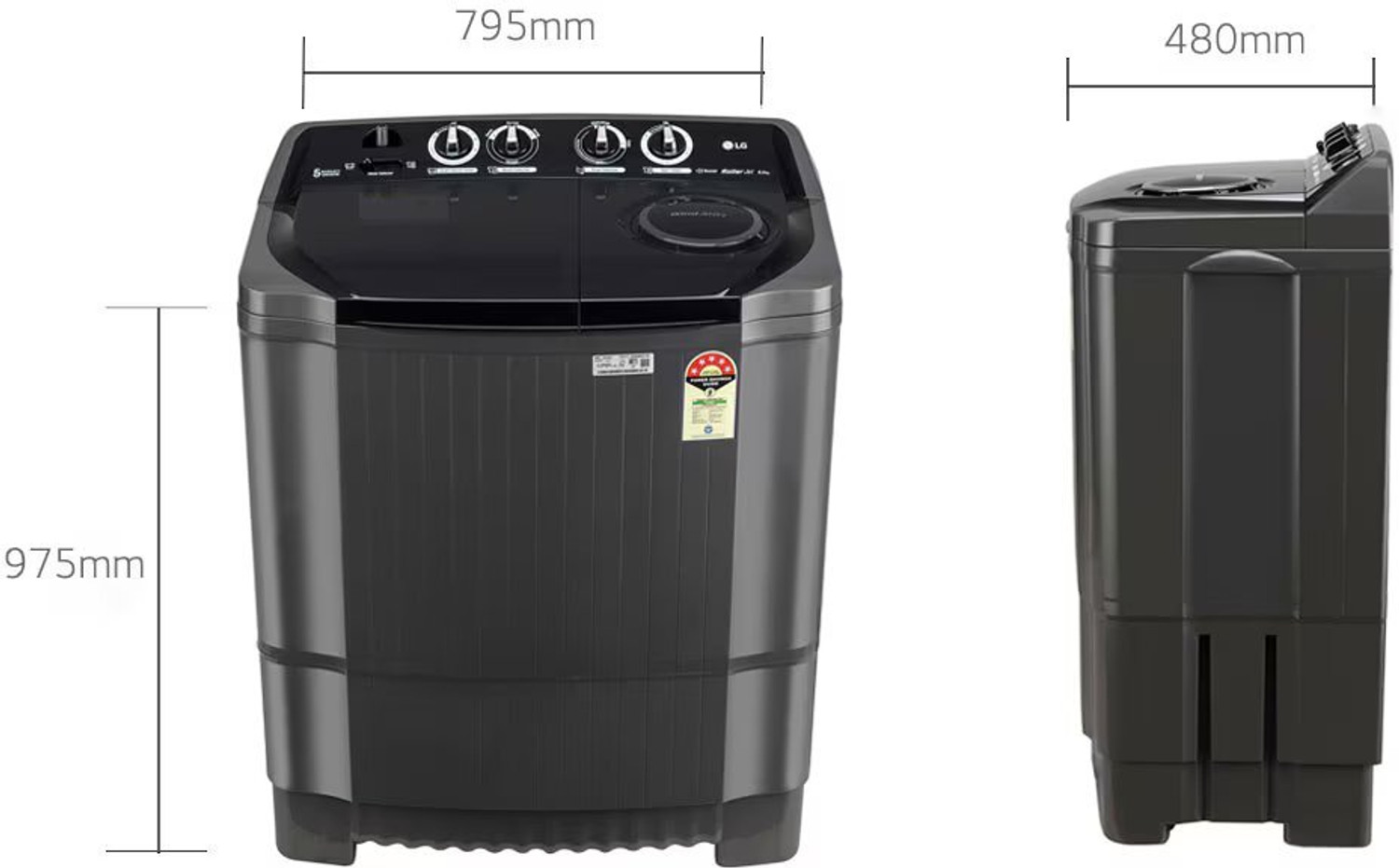 Image of LG 8 kg Semi Automatic Top Load Black (P8015SKAZ)