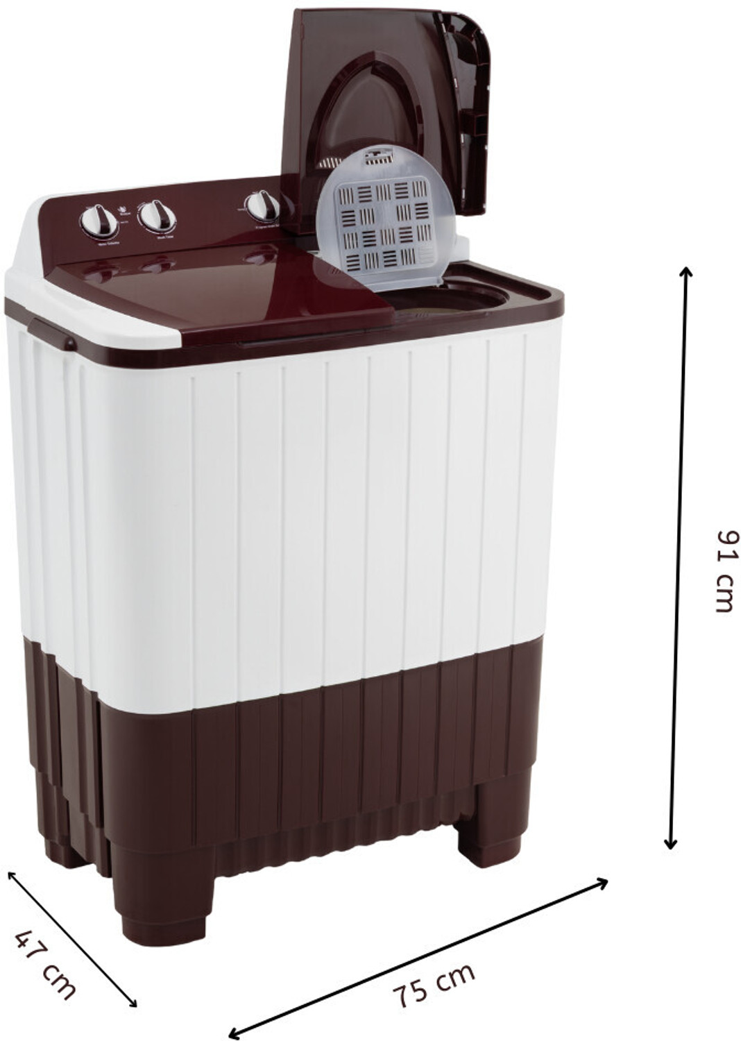 Image of Uniboom 6.5 kg Semi Automatic Top Load Maroon, White (UBSA-65VR-WM)