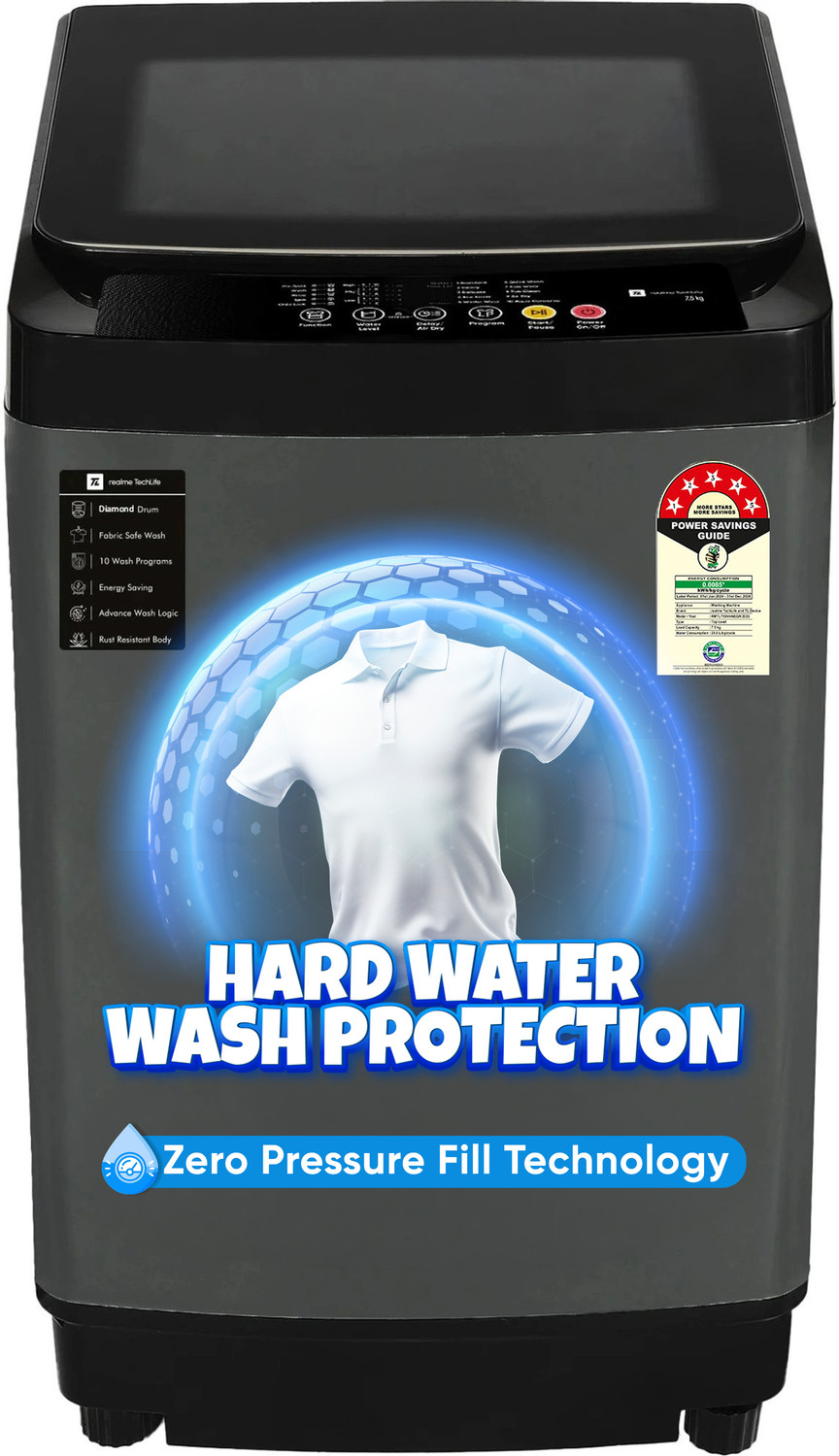 Image of Kelvinator 7.5 kg Fully Automatic Top Load Grey (7.5 Kg Fully Automatic Top Load Washing Machine, KWT-N75ETSSN)