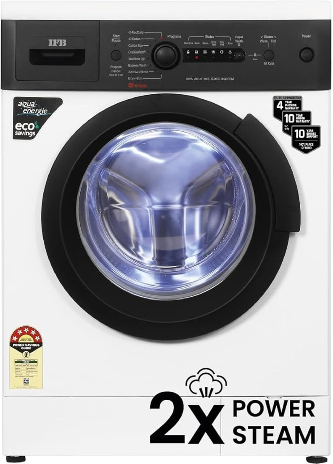 Image of IFB 6 kg Fully Automatic Front Load with In-built Heater Black, White (DIVA AQUA BXS 6010)