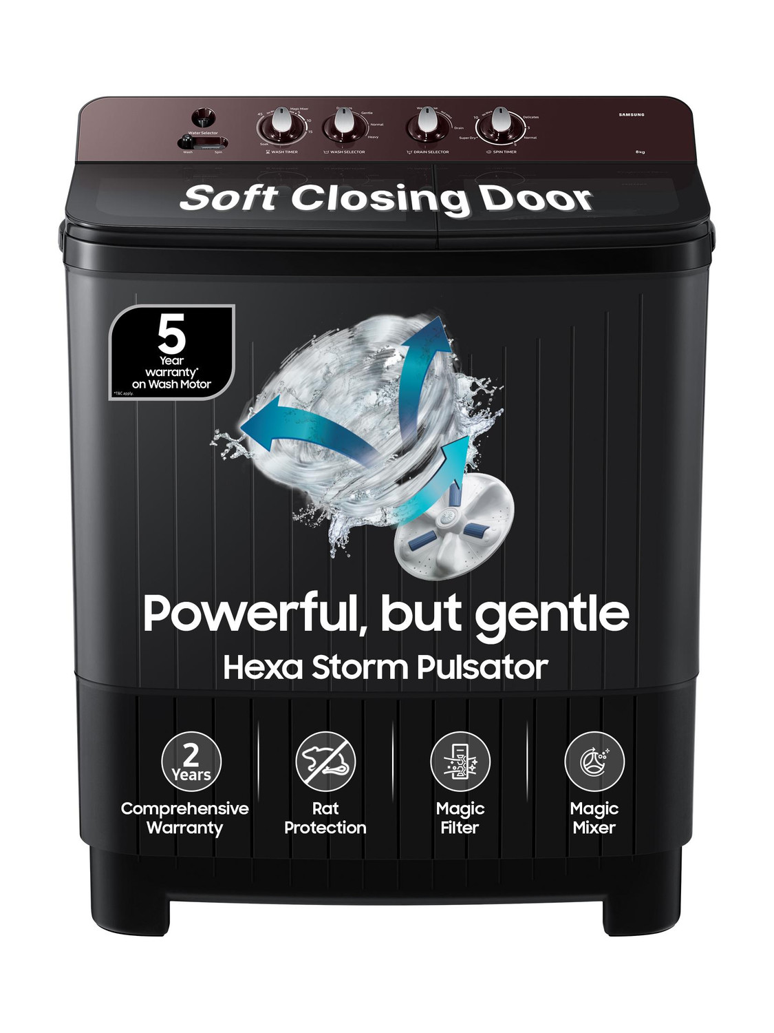 Samsung 8 kg Semi Auto Top Load Grey - Image 1