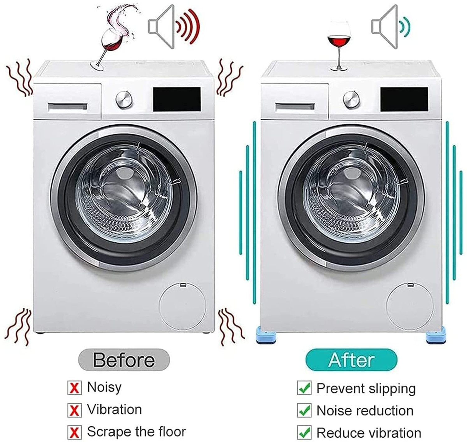 Image of DALUCI Washing Machine, Refrigerator, Air Cooler, Water Cooler Material Plastic, Rubber (6.7 cm x 6.7 cm)