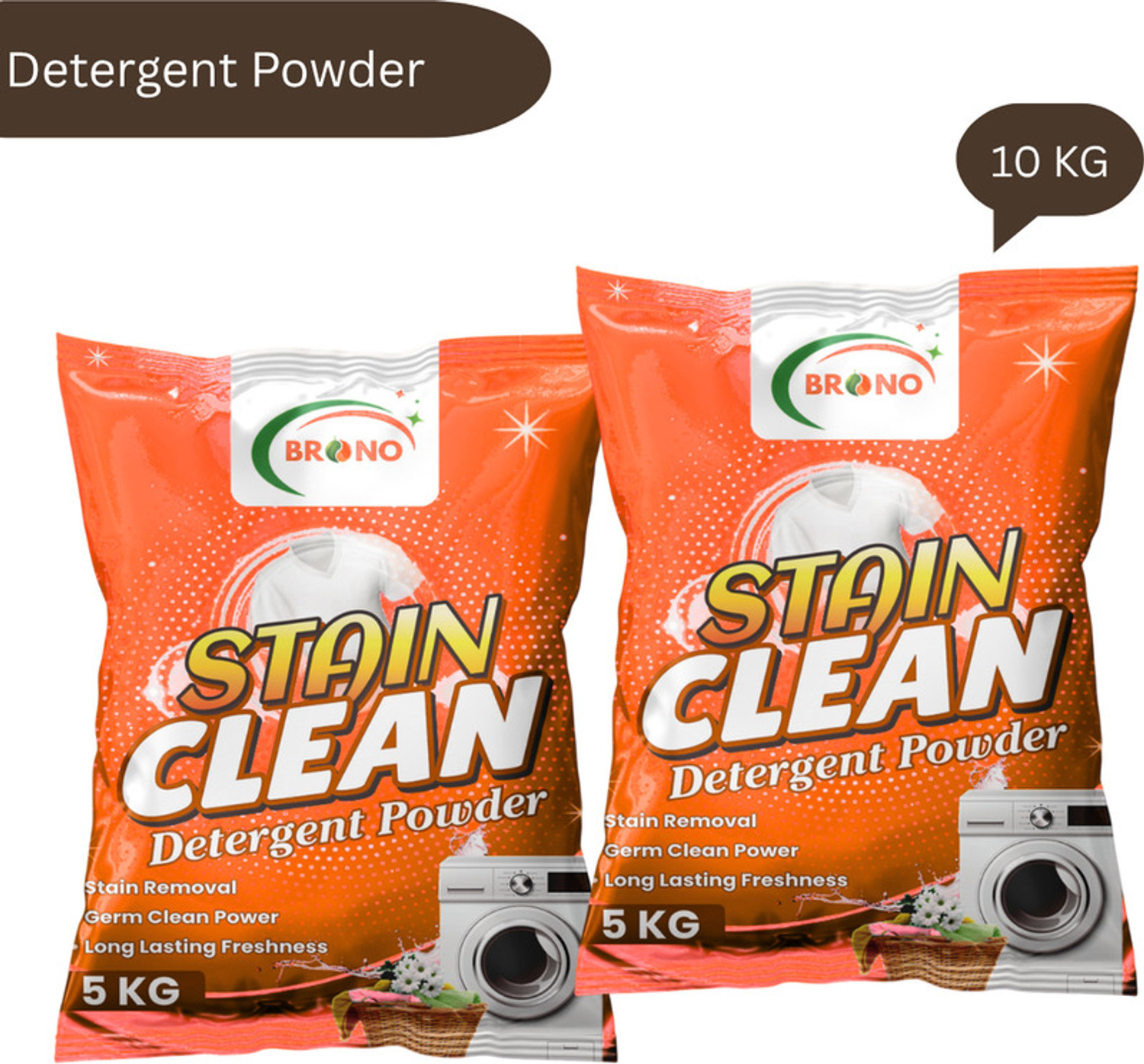 Image of Brono Quick Bright Detergent Powder | Removes Dirt | Easy Cleaning Detergent Powder (multi) (10 kg)