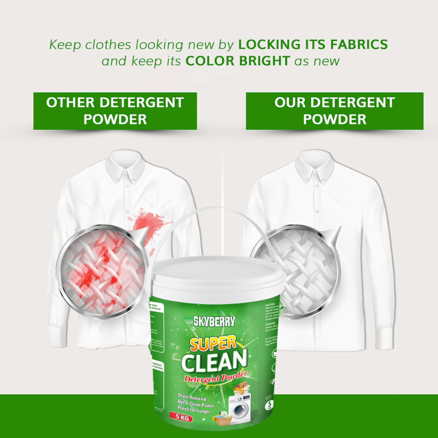 Image of skyberry Detergent Powder for Deep Clean and Fresh Smell, for All Clothes Detergent Powder (10 kg)