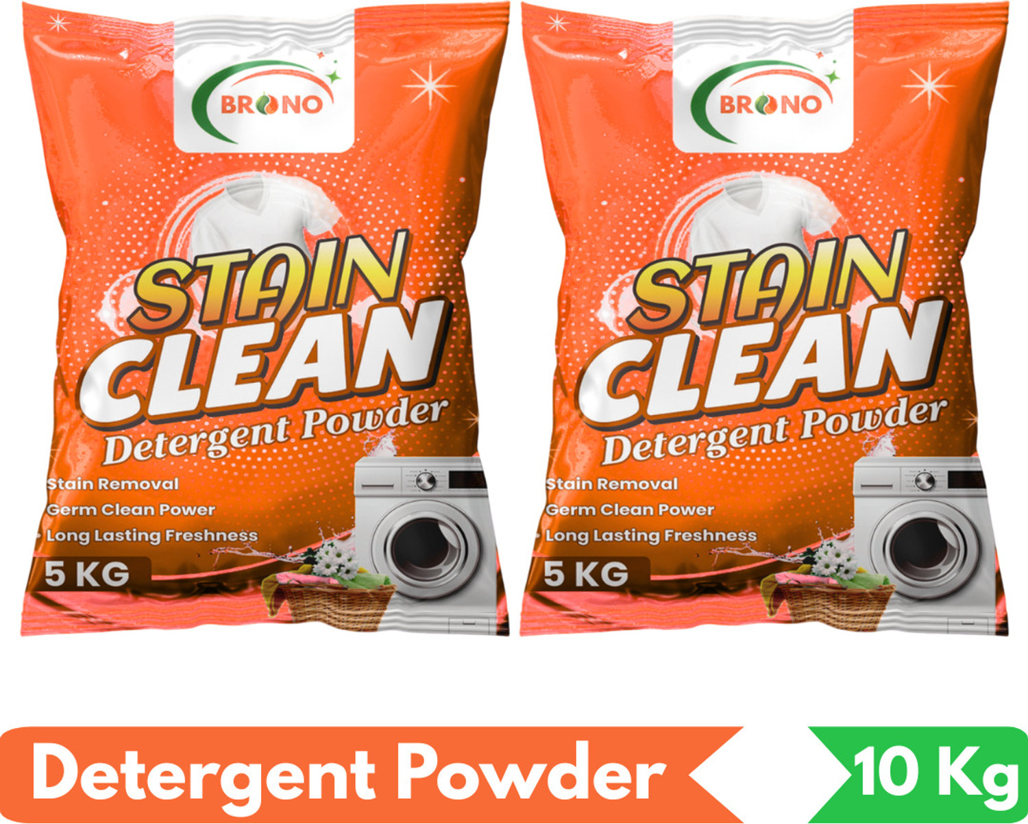 Image of Brono ultra clean detergent powder, top /front load expert washing powder Detergent Powder (10 kg)