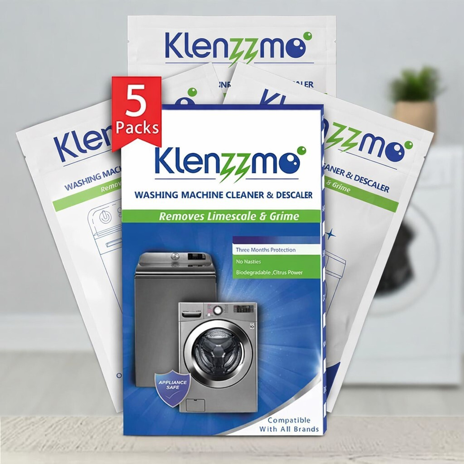 Image of Klenzmo Washine Machine cleaner and descaler for front and top load (Pack of3) Descaler (Original) (180 g)