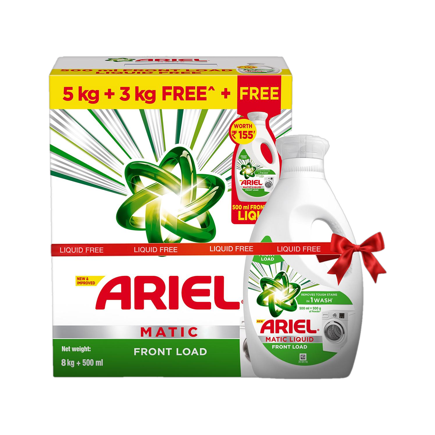 Image of Ariel Front Load - 4Kg + 2Kg free | Removes 100 Tough Stains in 1 wash Detergent Powder (Fresh) (4 kg)