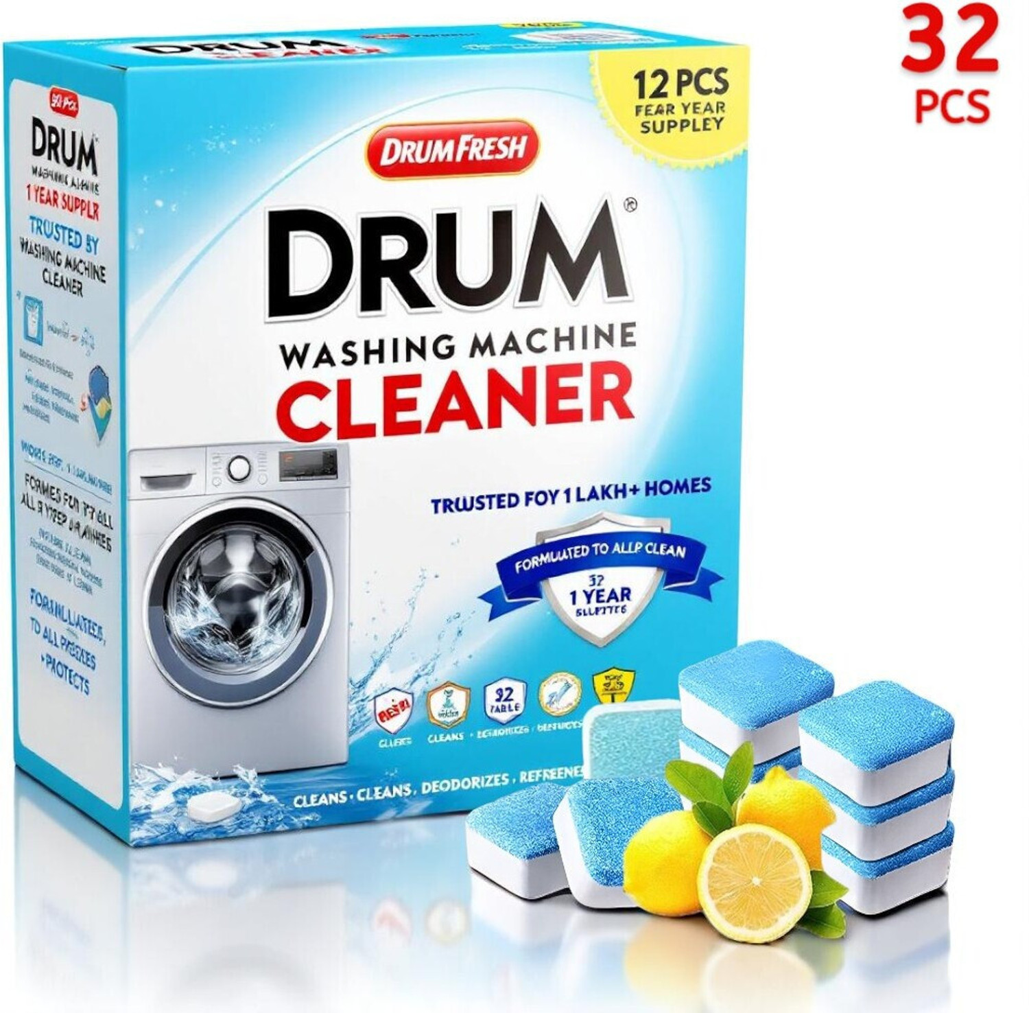 Image of Klenzmo Washine Machine cleaner and descaler for front and top load (Pack of3) Descaler (Original) (180 g)