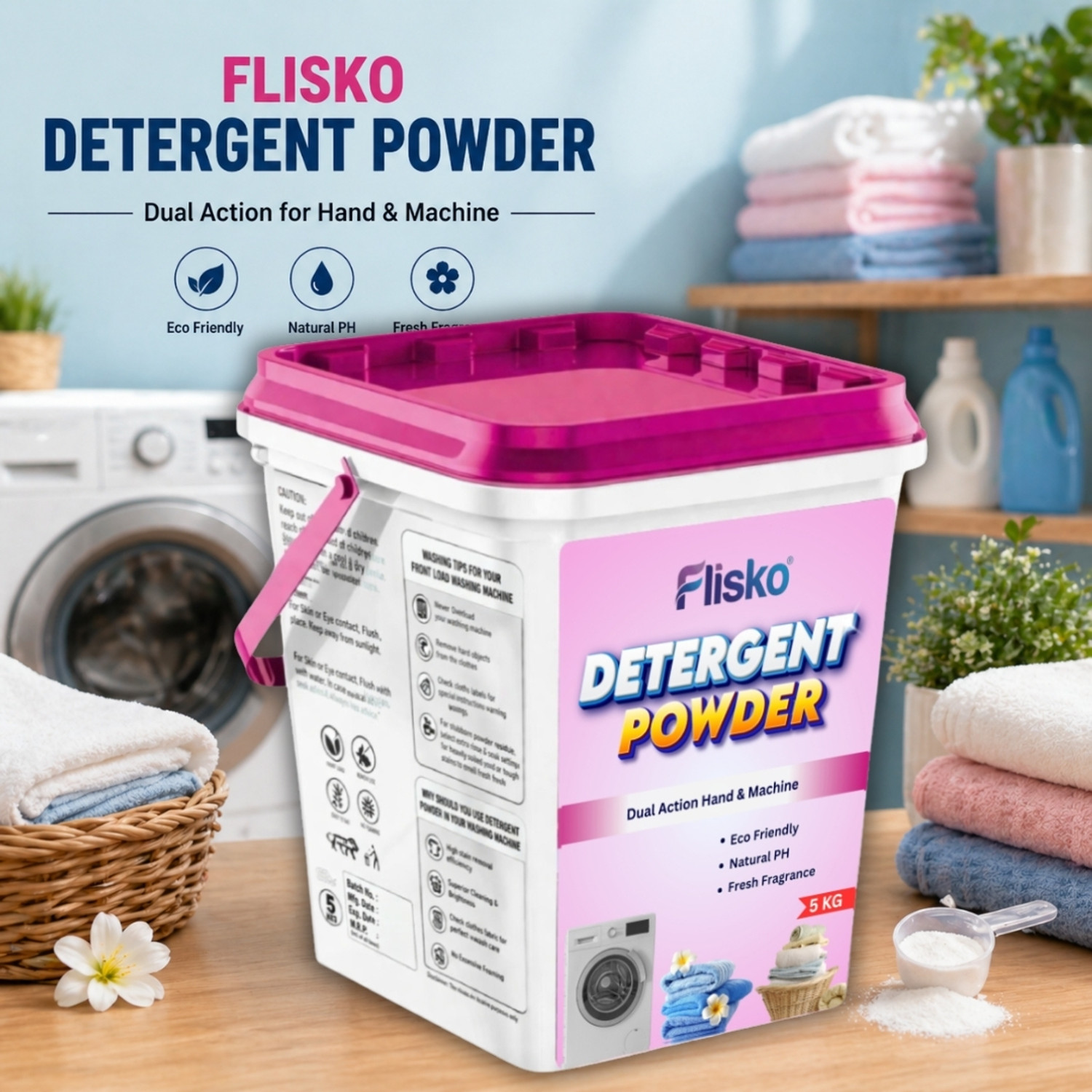 Image of skyberry Detergent Powder for Deep Clean and Fresh Smell, for All Clothes Detergent Powder (10 kg)