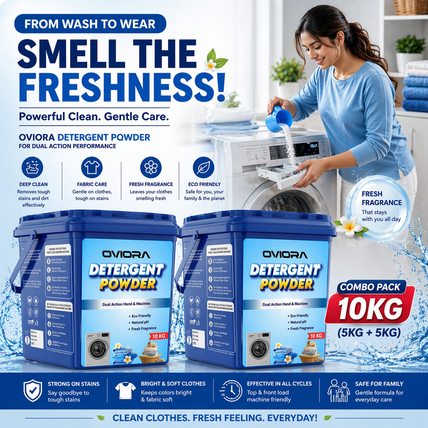 Image of skyberry Detergent Powder for Deep Clean and Fresh Smell, for All Clothes Detergent Powder (10 kg)