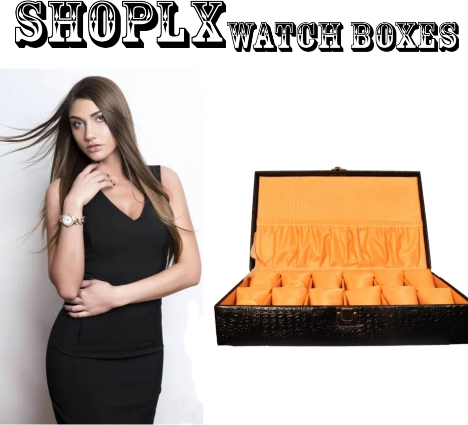 Image of ALAWO Watch Box & Sunglasses Case with 6 Slots for Watches and 3 Slots for Sunglasses Watch Box (Black, Holds 9 Watches)