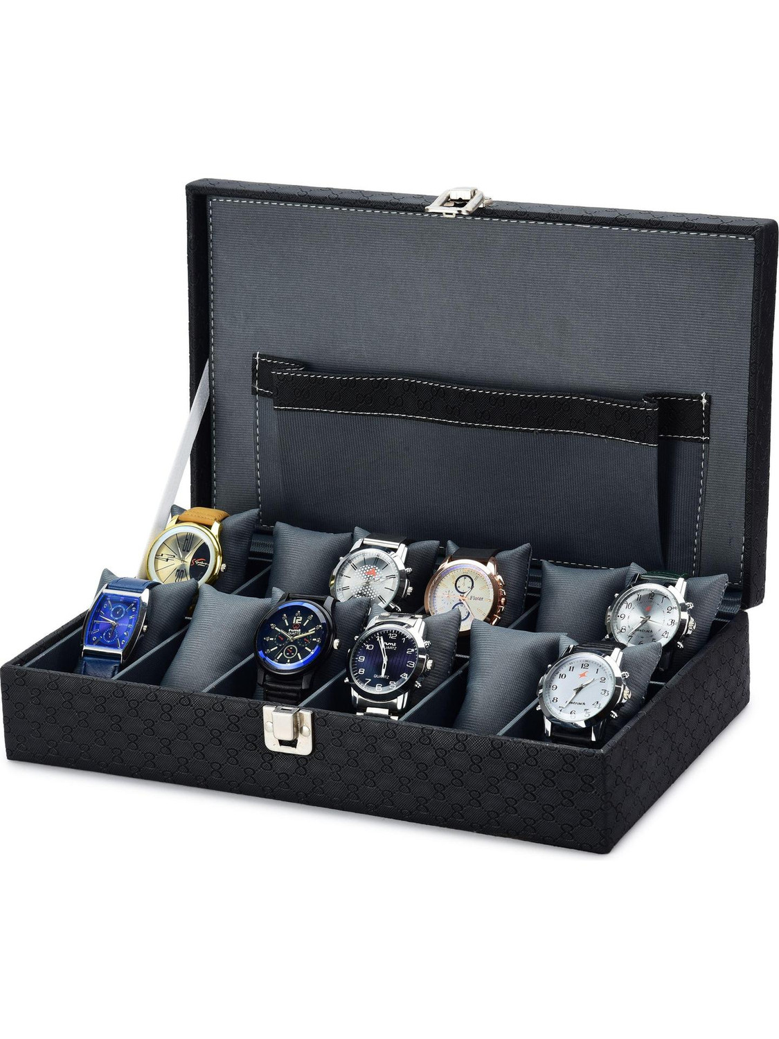 Image of STORESHINE Men's and Women's Watch Box Holder Organizer Case in Black color(6 Compartments) Watch Box (Black, Holds 1 Watch)