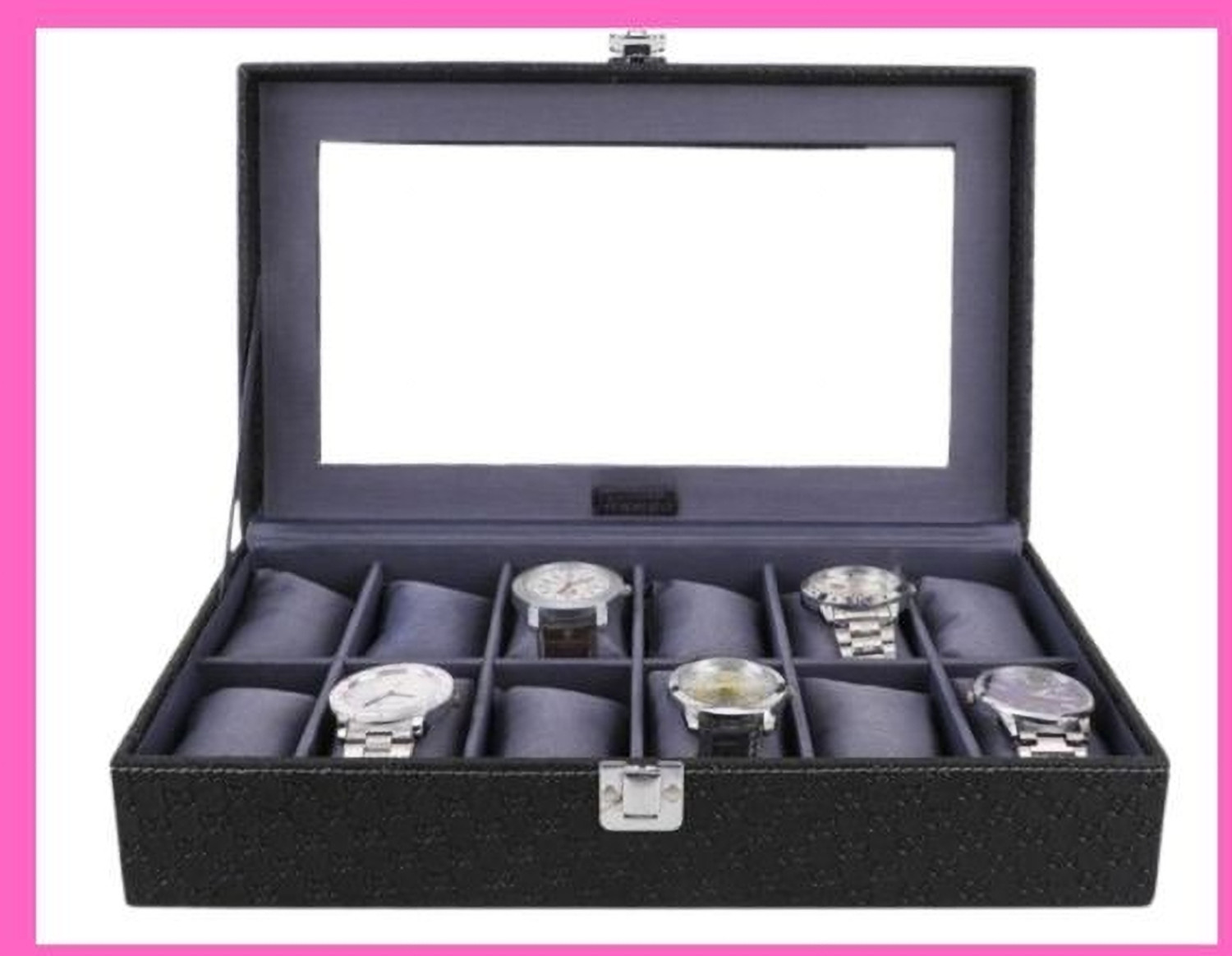 Watchhub Elegant Watch Box for | Ideal for Travel, Gifting, and Display Watch Box (Black, Holds 5 Watches) - Image 1