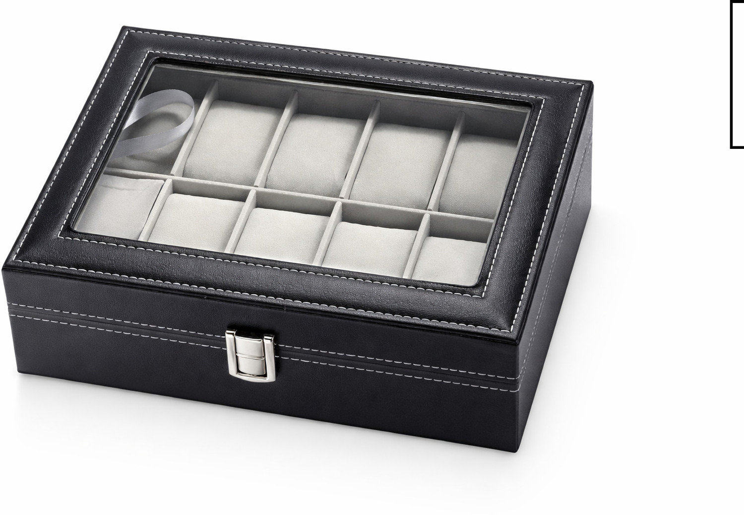 Image of WATCHHUT Men's and Women's Watch Box Holder Organizer Case in Black color in Watch Box (Black, Holds 10 Watches)