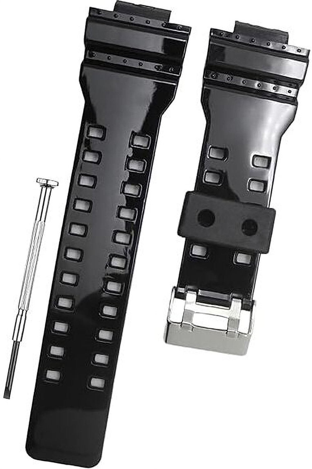 Image of DBLACK [CDS3]CASIO Strap Band for Men's G-SHOCK GD-120, GA-100, GA-110, GA-100C 16 mm Resin Watch Strap (Black)