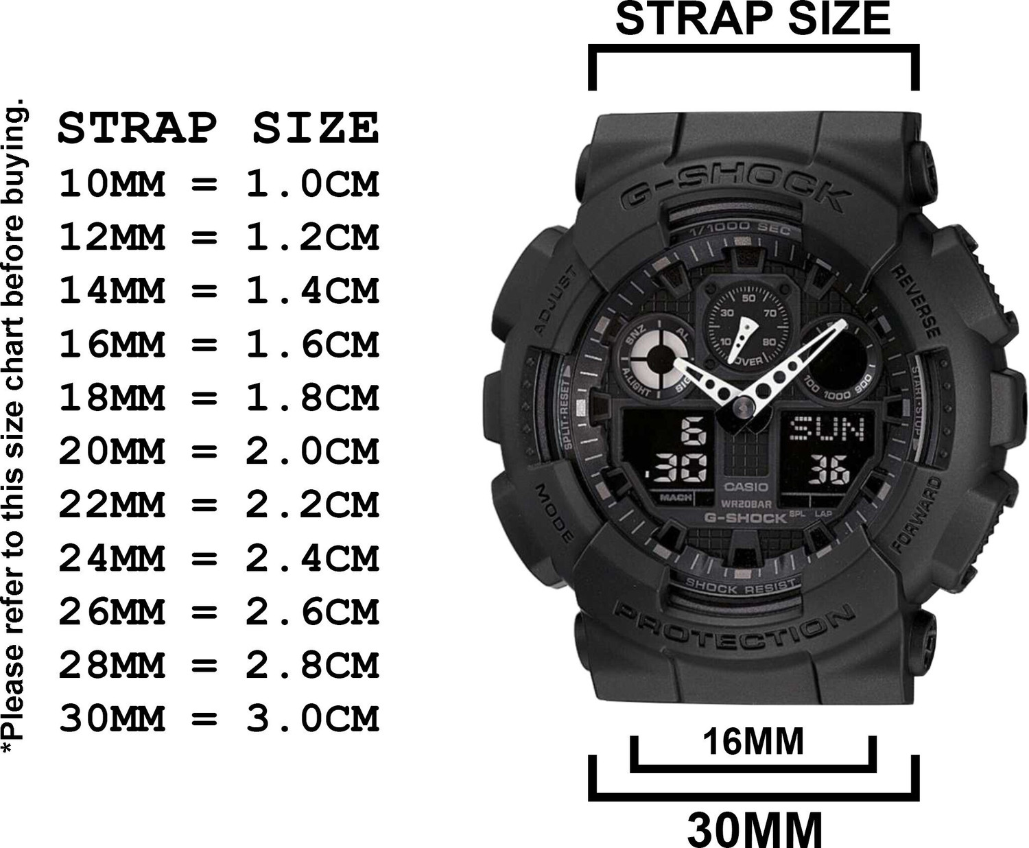 Image of DBLACK [CDS3]CASIO Strap Band for Men's G-SHOCK GD-120, GA-100, GA-110, GA-100C 16 mm Resin Watch Strap (Black)